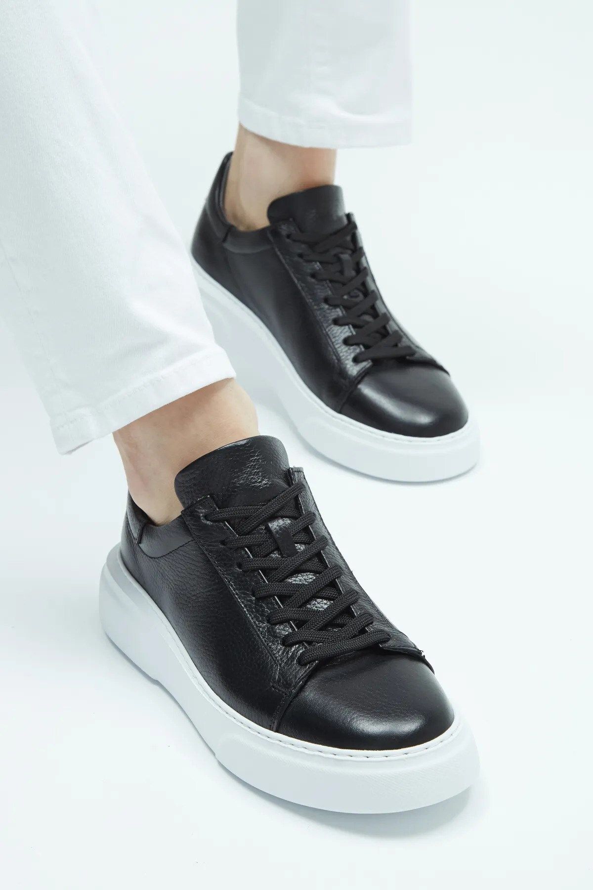 stilfest Günlük Bağcıklı Spor Ayakkabı Siyah/Beyaz Sneaker