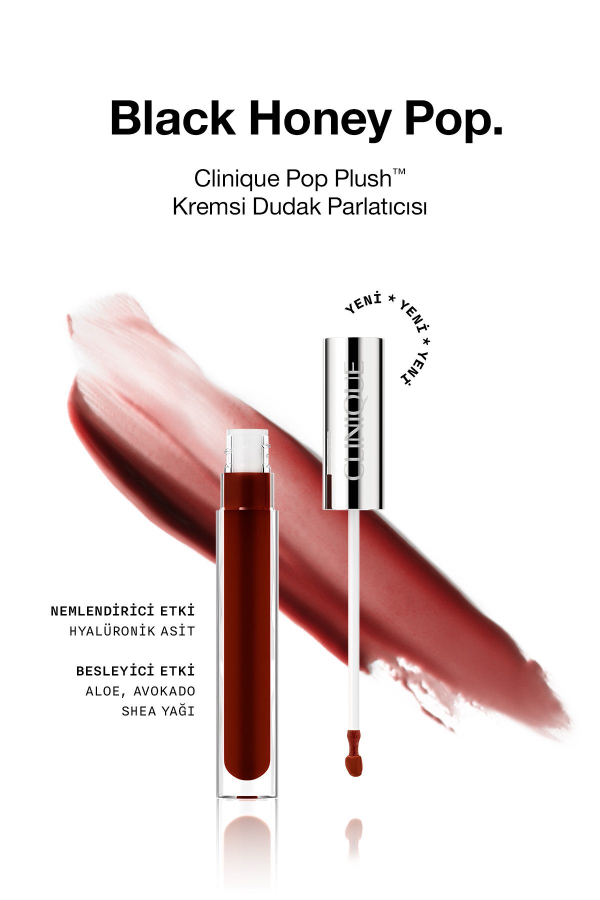 Clinique Pop Plush™ Kremsi Dudak Parlatıcısı - Black Honey Pop