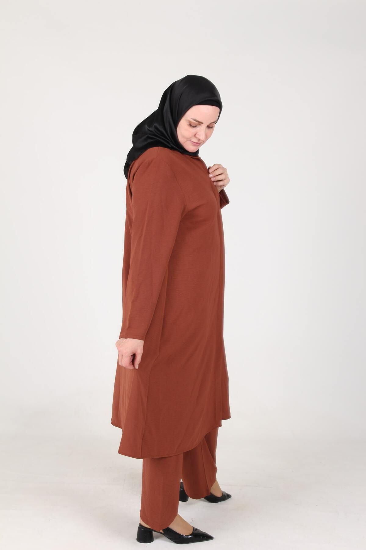 sefamerve-Aykal Ayrobin Plus Size Button 2er-Set 2613-11 Tan 5