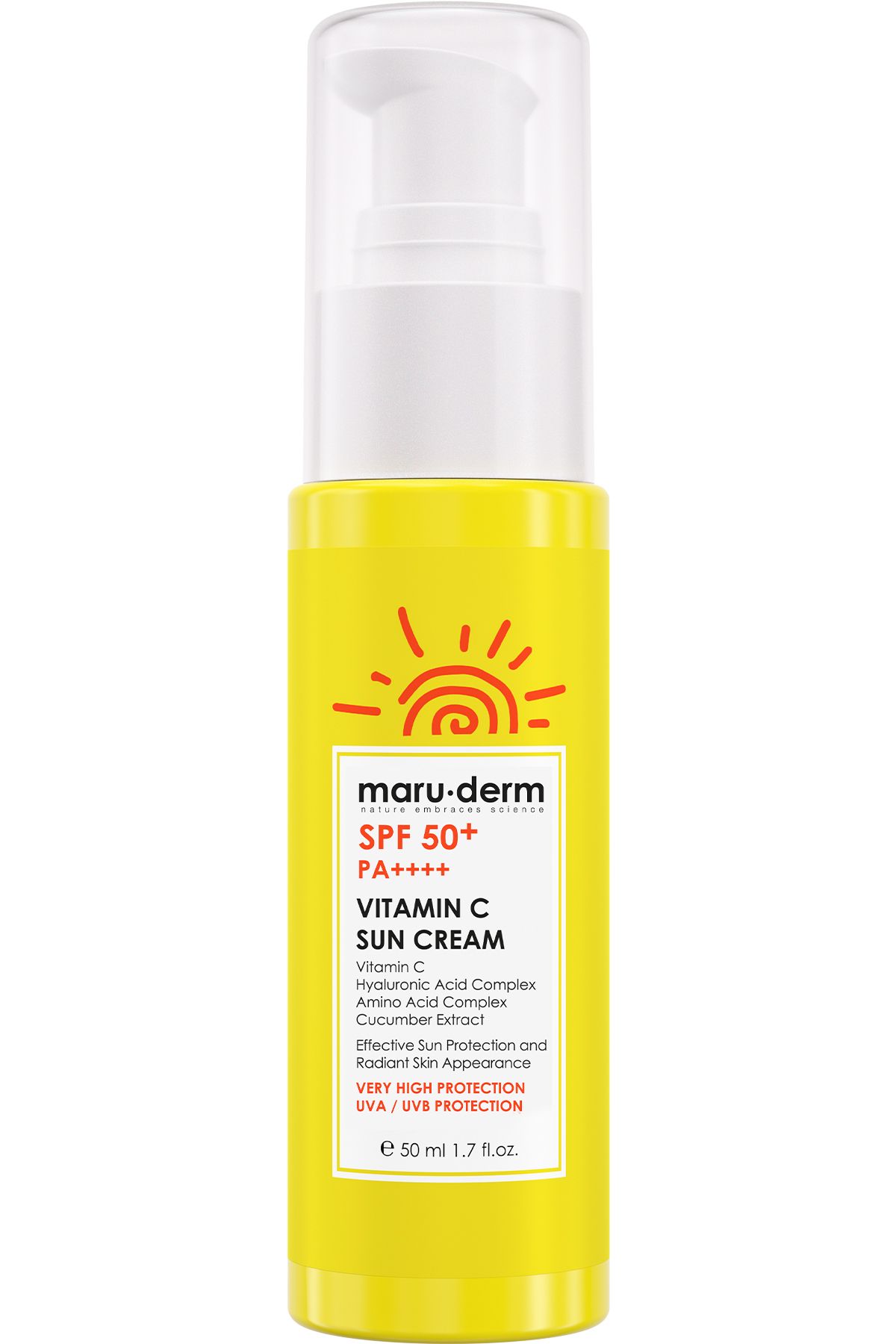 Maru.Derm Güneş Kremi | SPF 50+ C Vitamini Güneş Kremi 50 ML | Yeni Nesil Kore Filtreleri