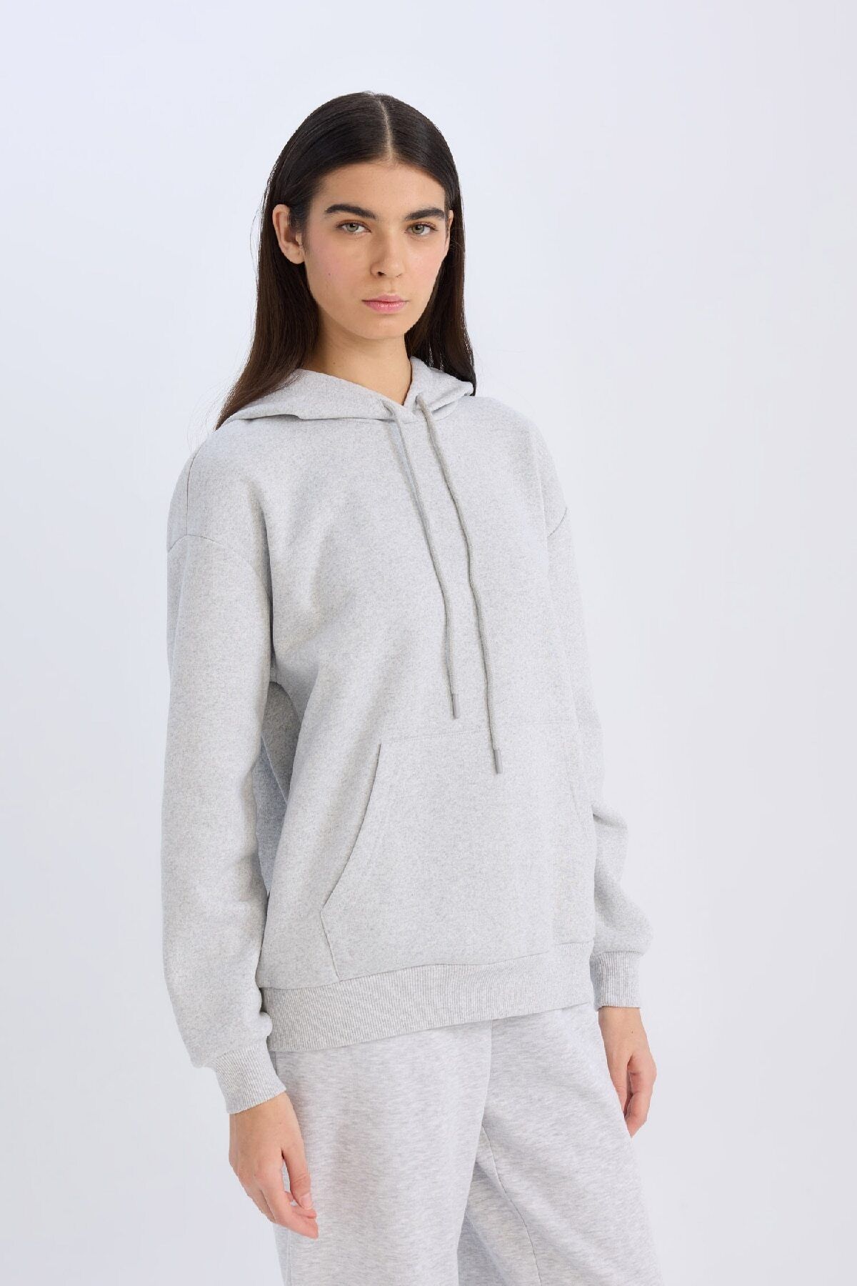 DeFacto-Thick and Kangaroo Pocket Relax Fit Hooded Sweatshirt - W8071Az24Wn 3