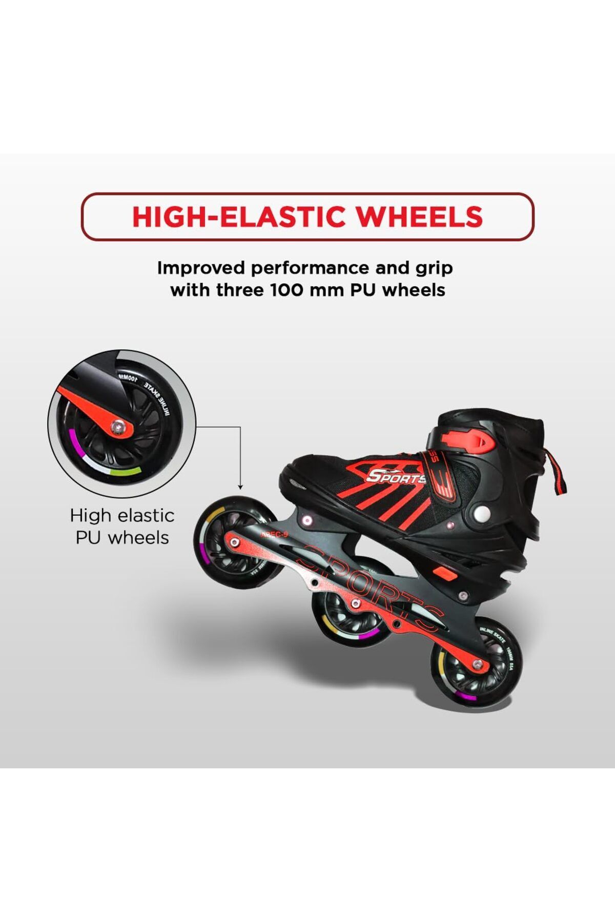 Endless-Inline Adjustable Skates | Large Size 39-43 Eur | Red | Abec 9 Bearings | Indoor/outdoor 5