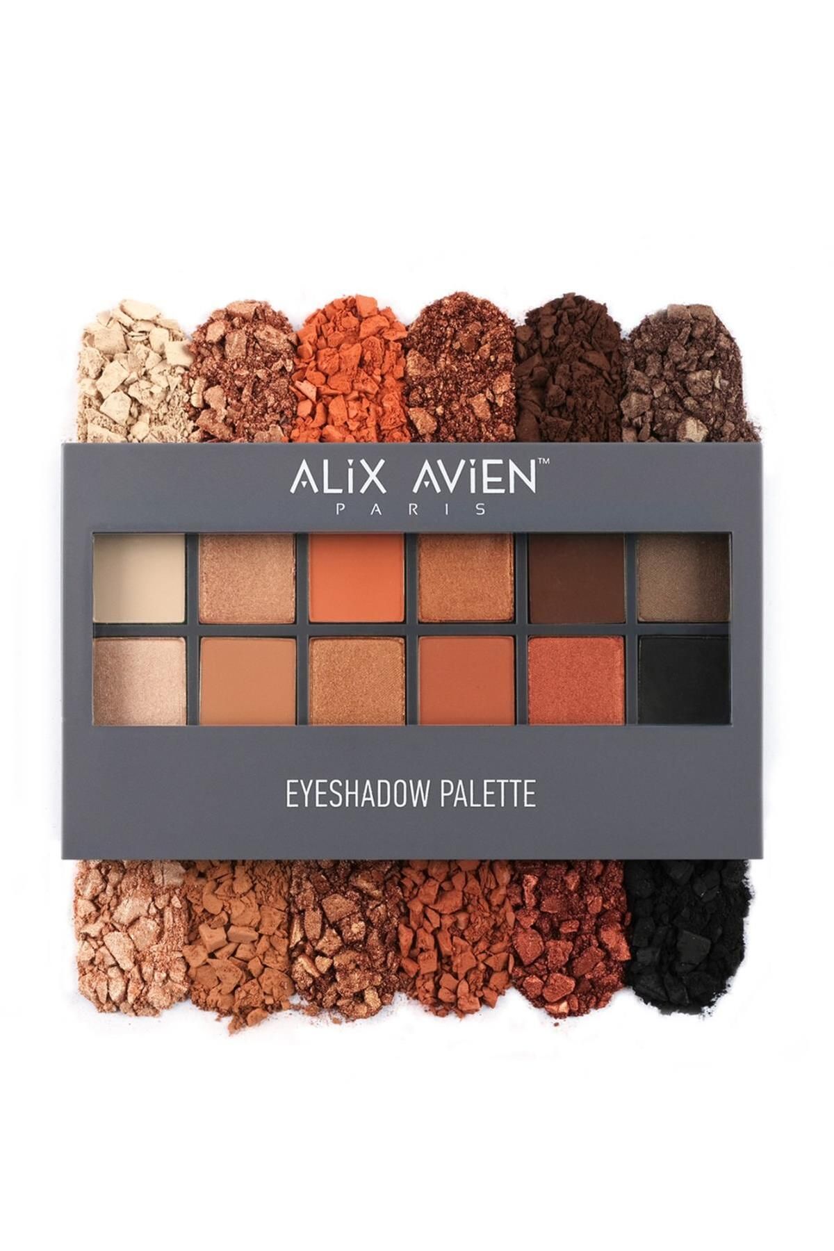 سایه چشم پالت چراغ جلو 12LI PALETTE EYESHADOW 555 زمان قهوه 15.6 گرم Alix Avien