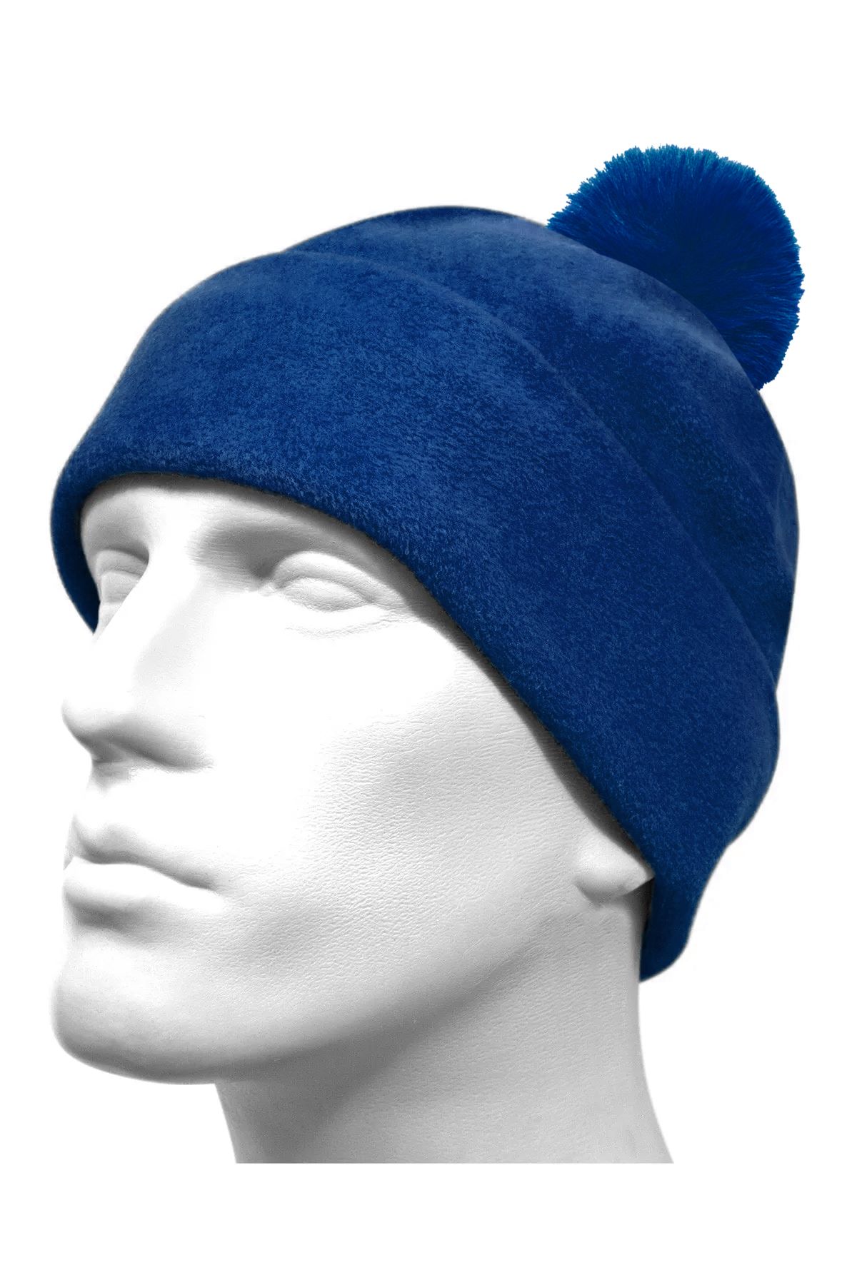 Cottonland-Unisex Saks Blue Fleece Fleece Thick Beanie with Pompom 1