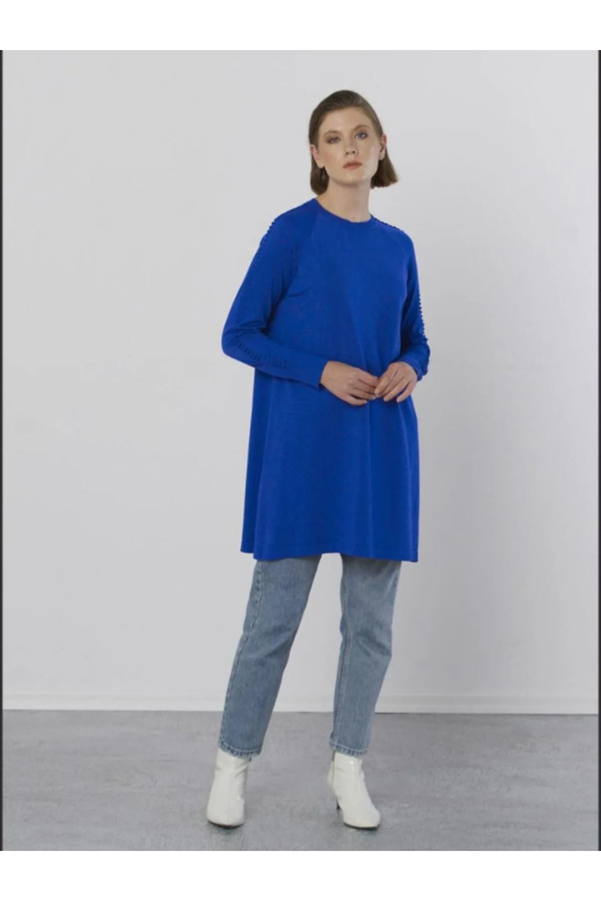 Nuss-Women's Mercerized Tunic with Sleeve Spool Detail 928 1