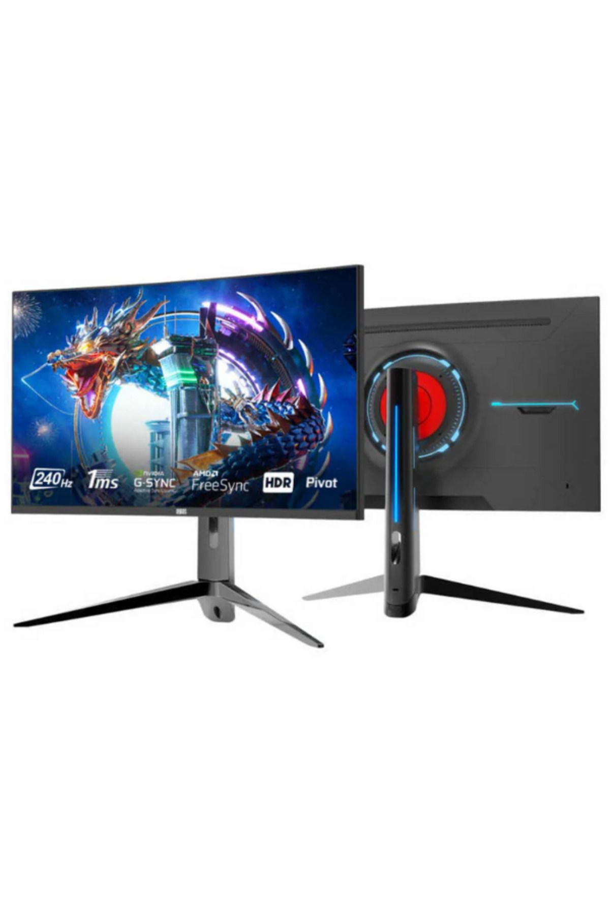 DRAGOS Vısıon V27240 27 Inç 1ms 240hz Dp Hdmi Fhd Curved Pivot Hoparlörlü Pro Gaming Monitor