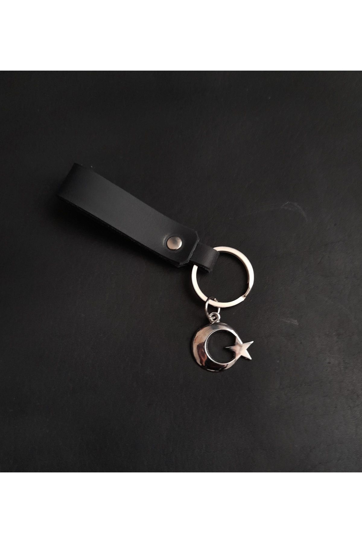 BSN Store-Genuine Leather Keychain with Moon and Star Turkey Figure 2