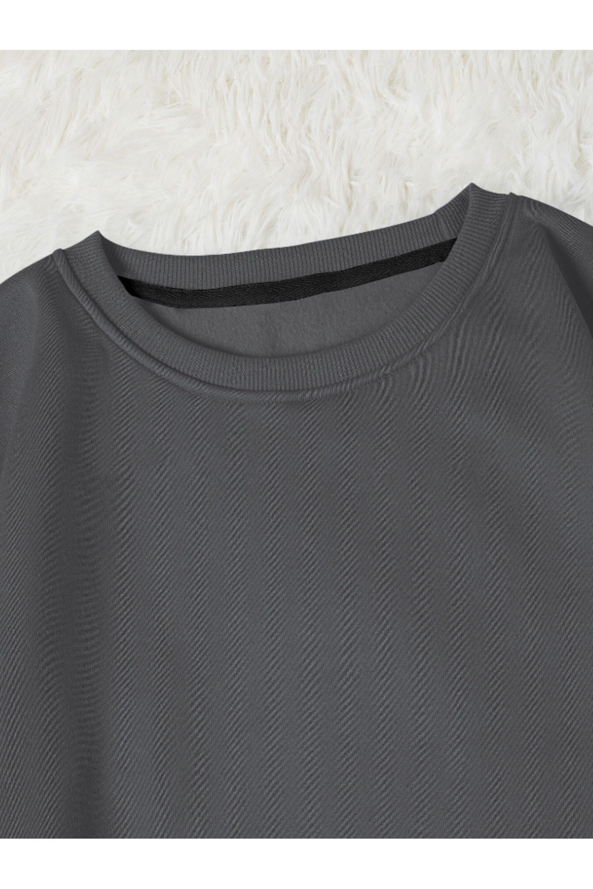 Revasser  Kadın HAPPY Daısy Özel Renkli Oversize Bisiklet Yaka Pamuklu Sweatshirt - Görsel 4