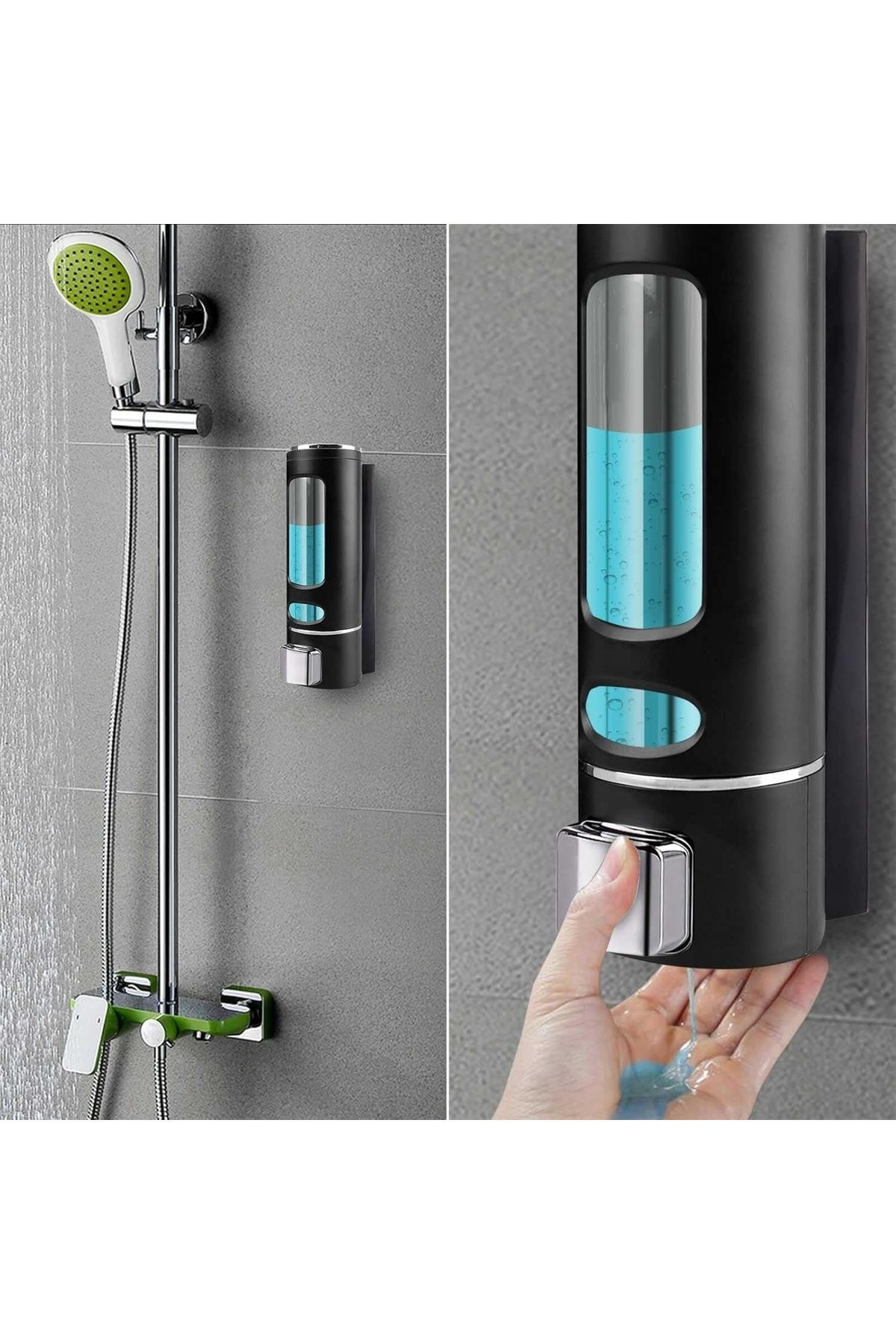 MAİN SHOP-1Pc Black 400ml Soap Dispenser Manual Shampoo - Hand Sanitizer, Bathroom Kitchen Sink Holder 1