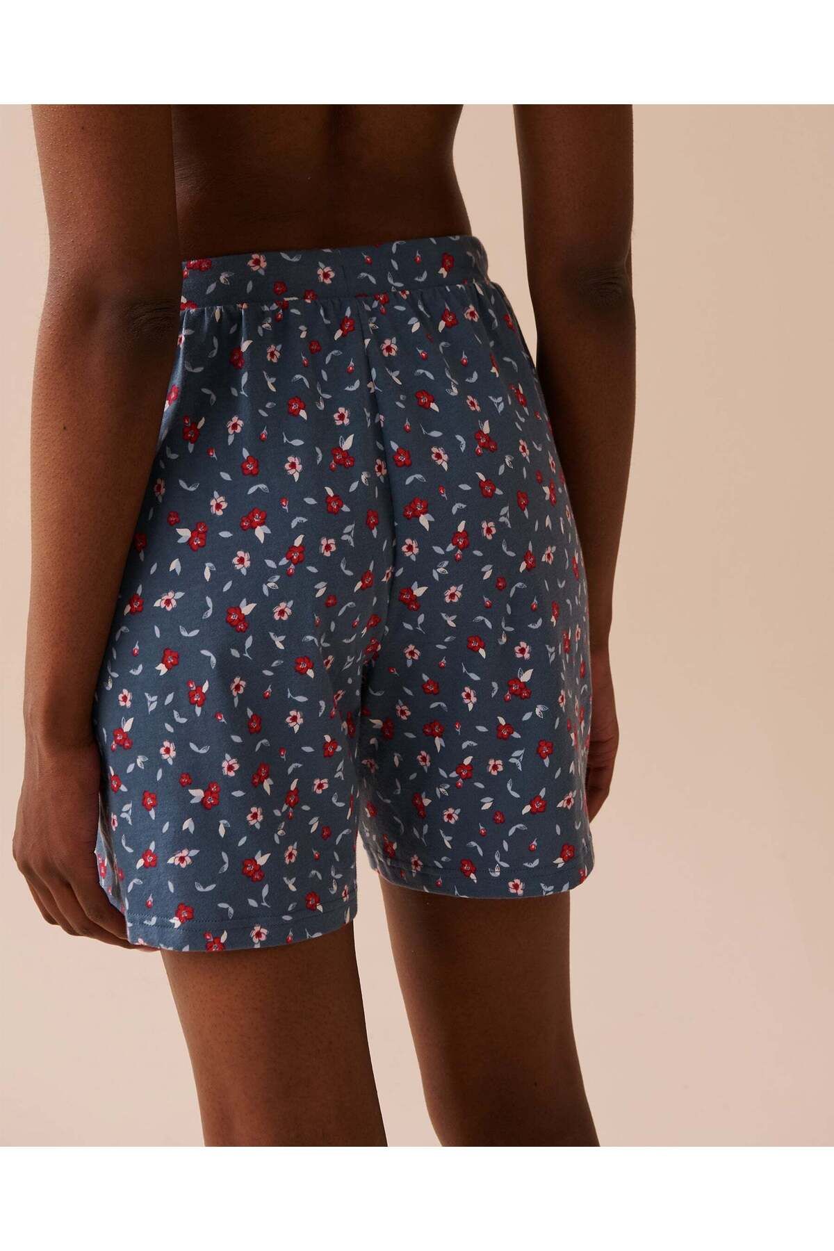 La Vie en Rose-Flower Print Cotton Pyjama Bermudas 2