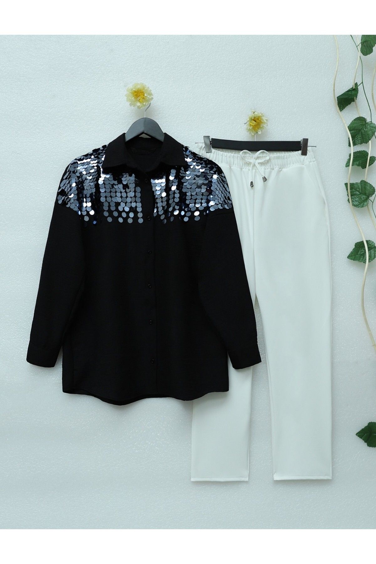Modamorfo-Black Robdan Sequined Tunic 2