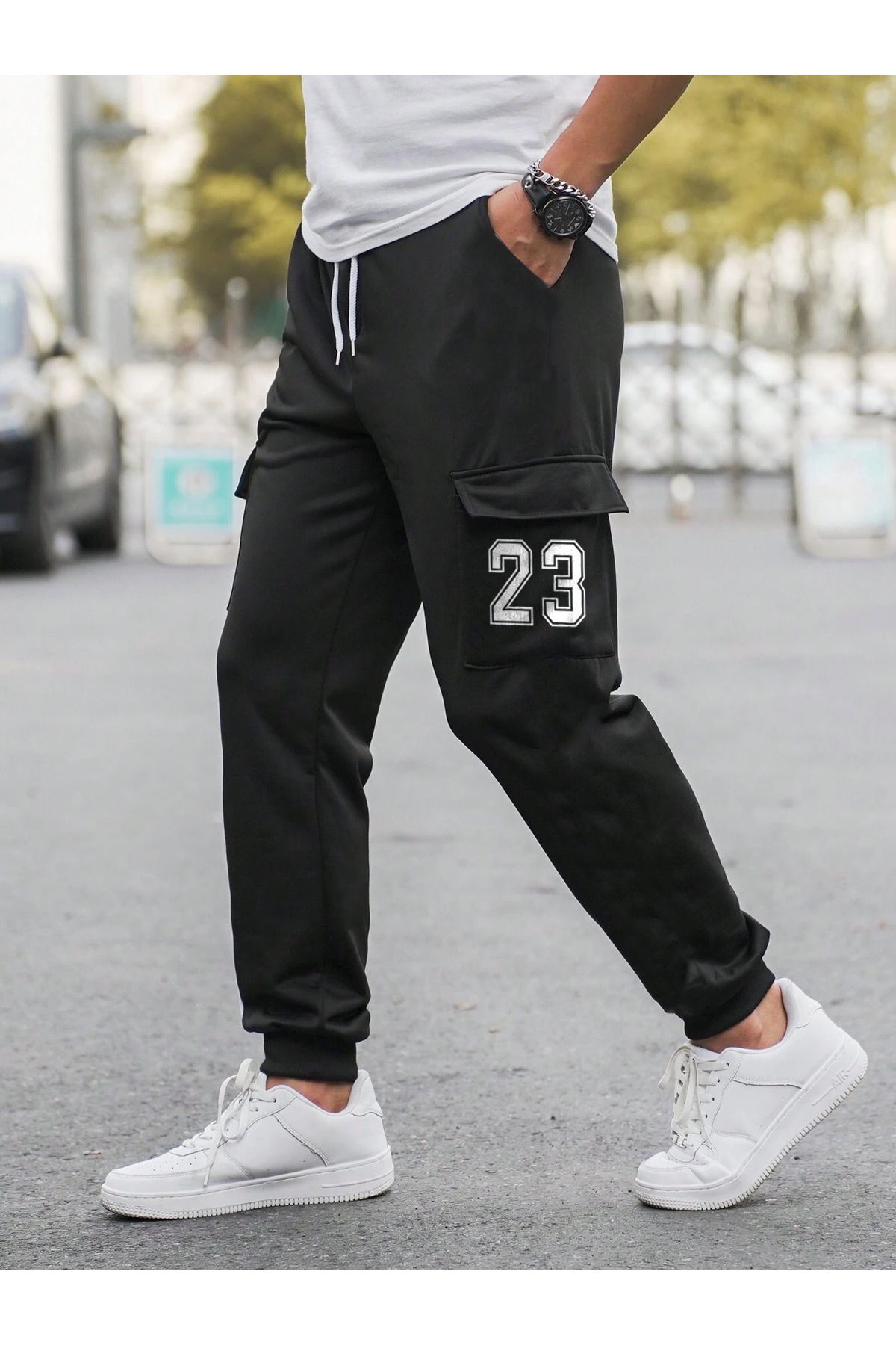 23 Cep Baskılı Kargo Cep Relax Jogger Eşofman Altı