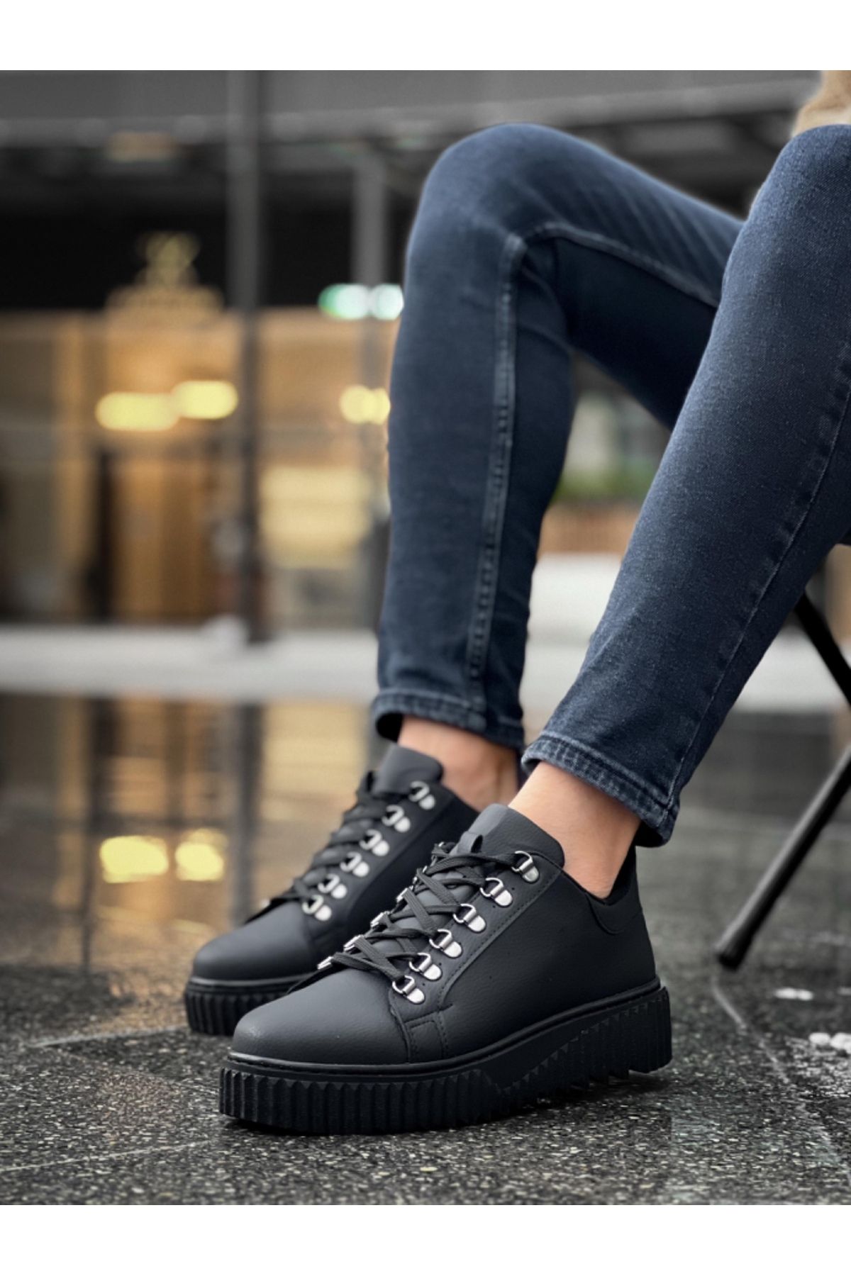 BOA-Ba0505 Hook and Loop Black Sole Casual Shoes 4