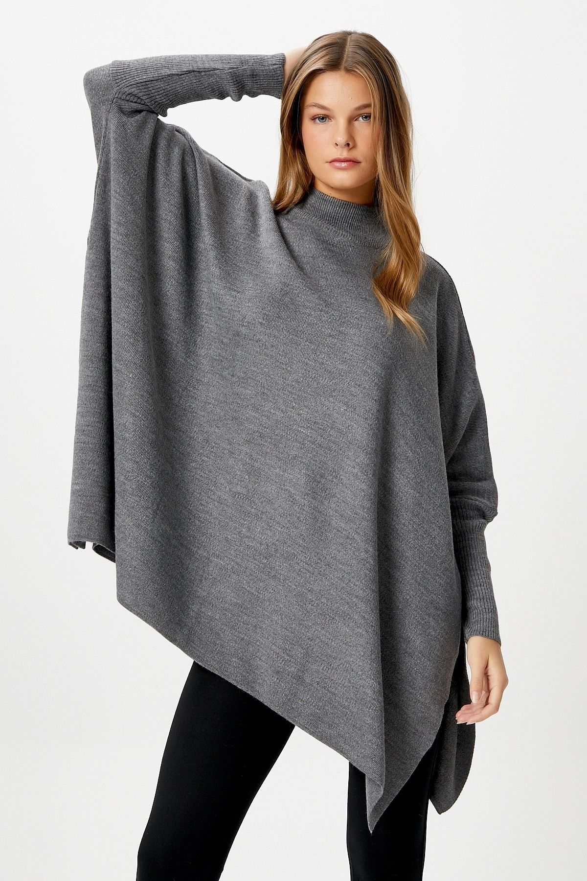 Ritnice-Women's Zenta Oversize Side Slit Anthracite Knitwear Sweater 2