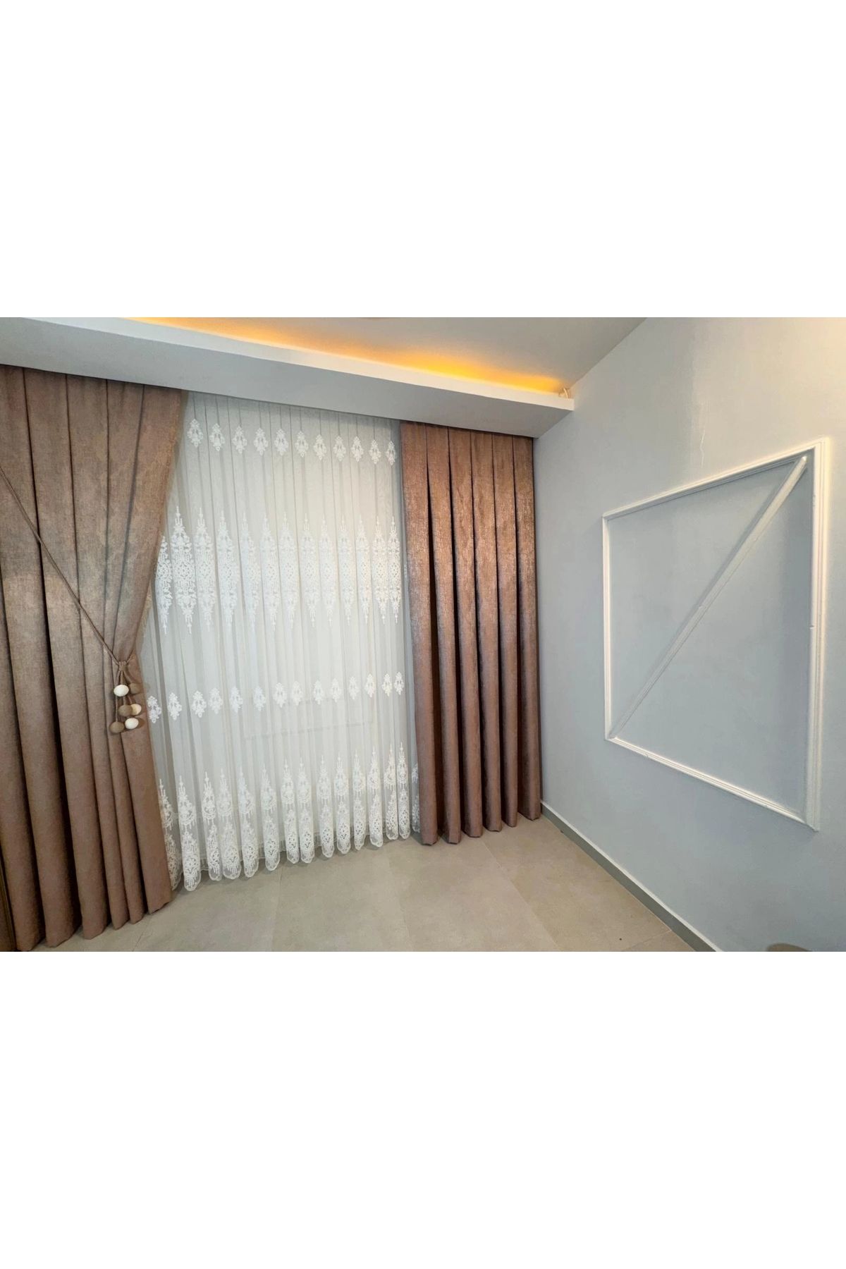NİVEMESHOME-Nivemeshome Pera V-1001 - 1/3 Close Pleated Puppy Background Curtain Apm 3