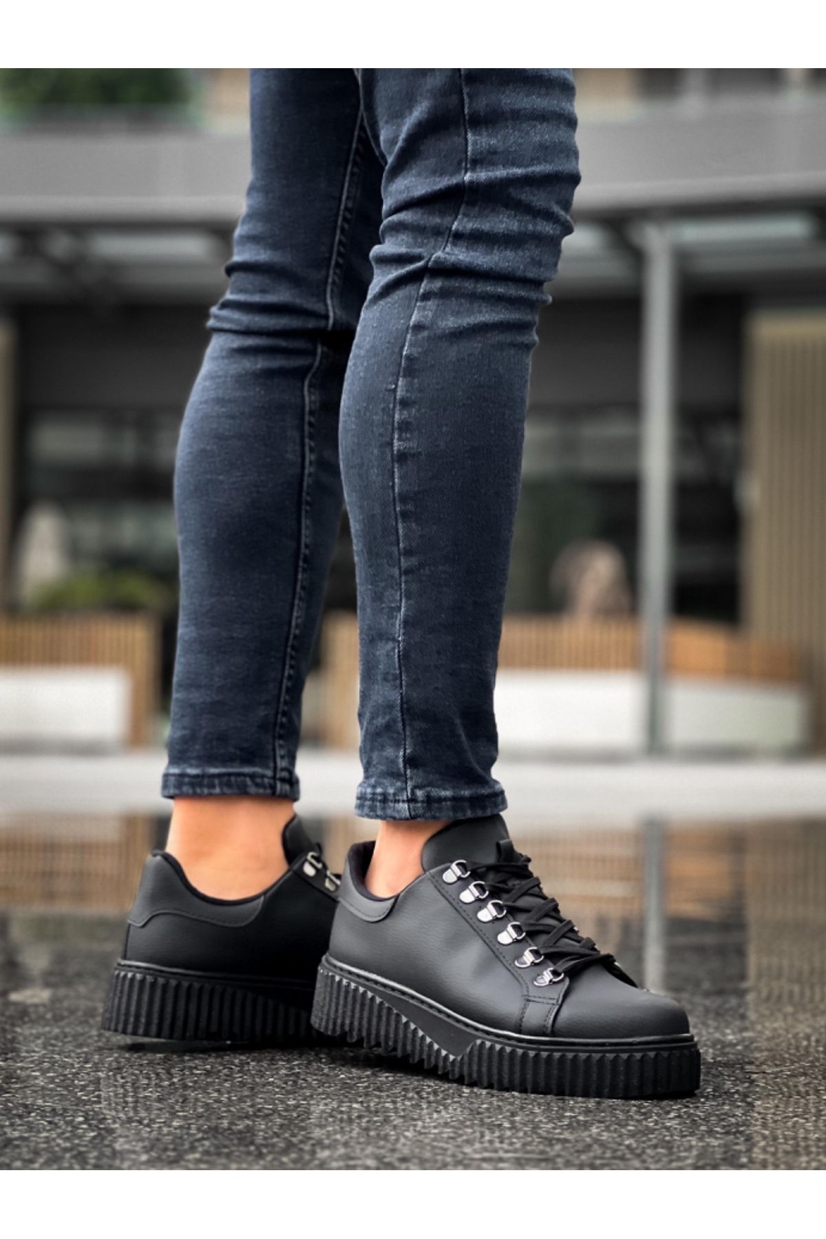 BOA-Ba0505 Hook and Loop Black Sole Casual Shoes 2