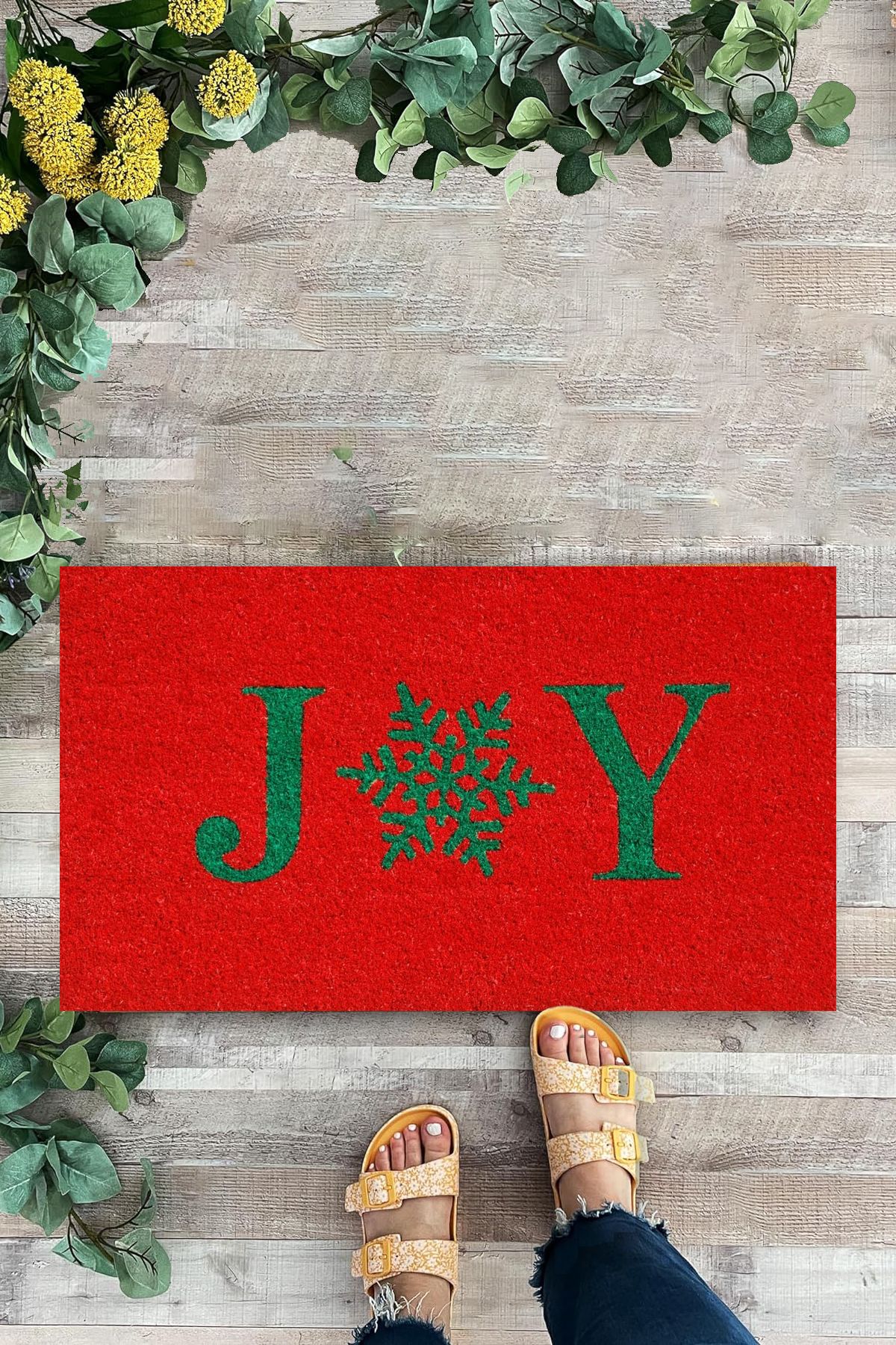 KARMAT-Red, Snowflake, Christmas Themed Door Mat, Indoor and Outdoor Mat, Digital Printing Mat 1