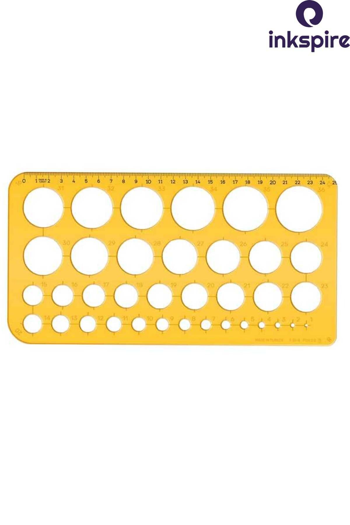 inkspire-Large Technical Drawing Ruler with 25 cm Circles - 1-36 mm Circle Template Perforated Ruler 1