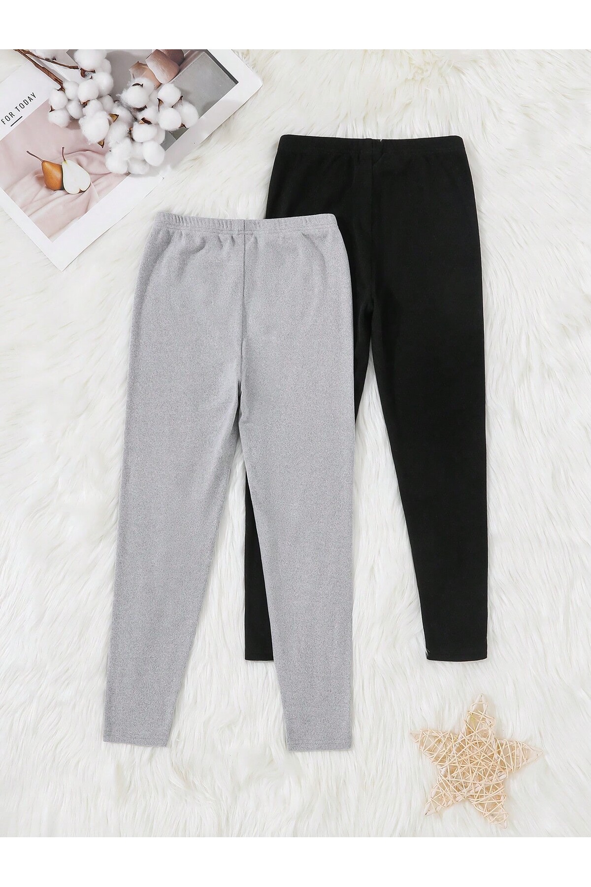 FAMEL 2'li Pamuklu Çocuk Termal İçi Şardonlu Tayt İçlik fotoğrafı 3 (önizleme)