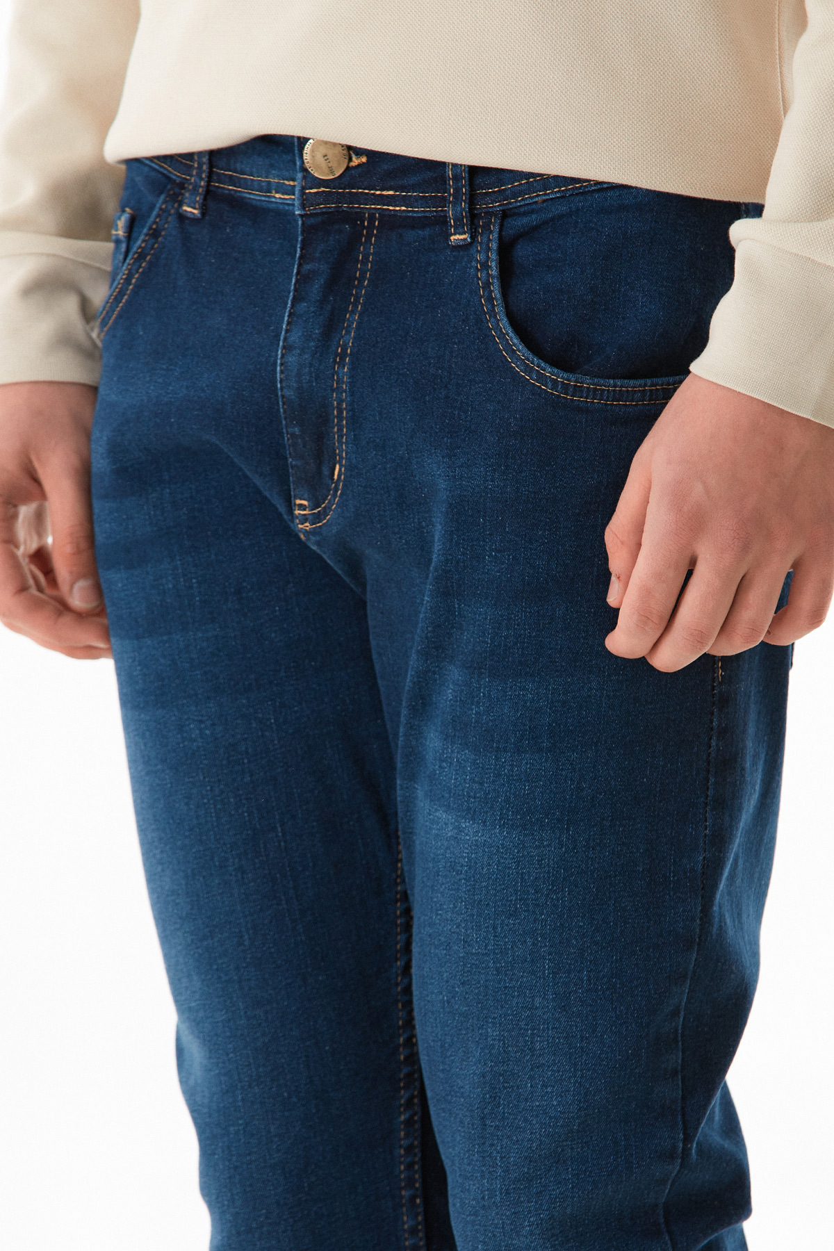 Fulla Moda-Pantaloni Jean drepti cu fermoar 7