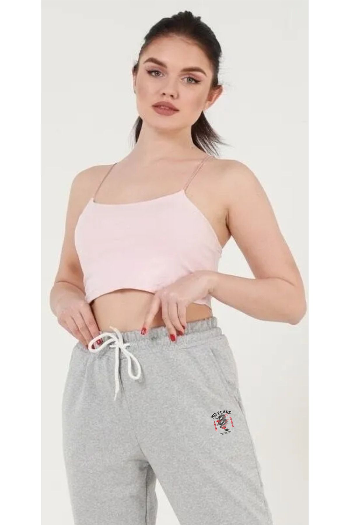 HOFFNUNG Jogger 3 Iplık Love Dragon 2 Renk Şardonlu Örme Kumaş Eşofman Altı