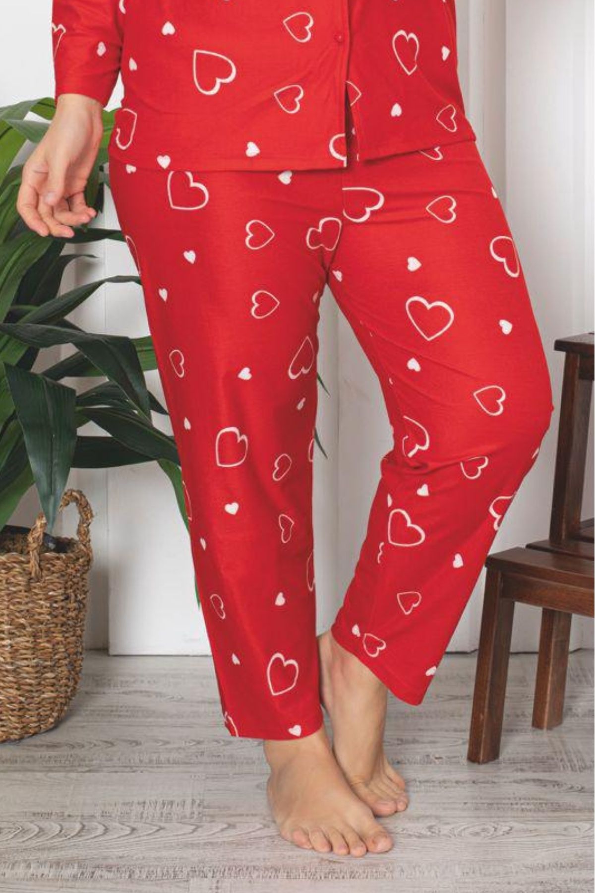 Farya Home-X-Dreamy Plus Size Cotton Suede Bamboo Buttoned Pajamas Set 3