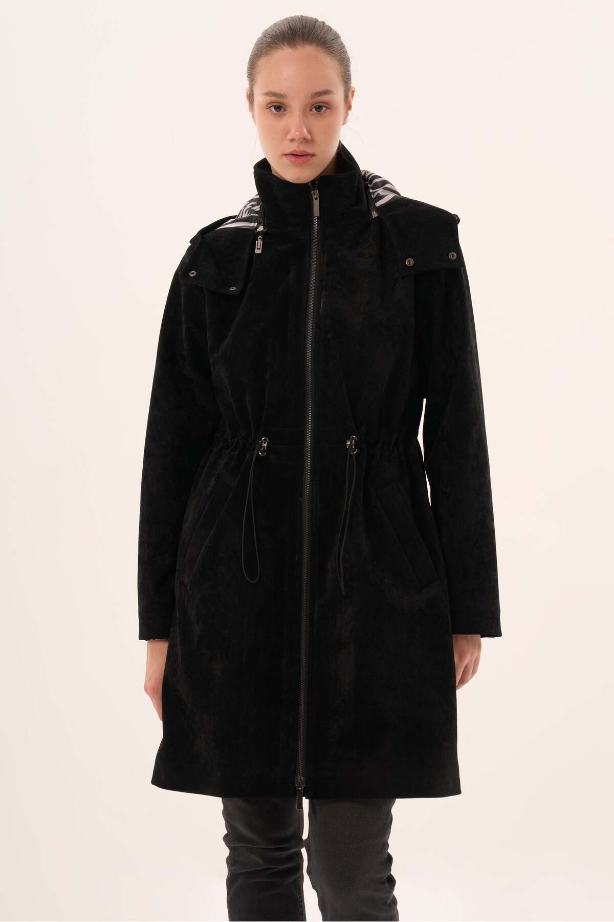 Veger  astarı zebra desenli palto - Görsel 5