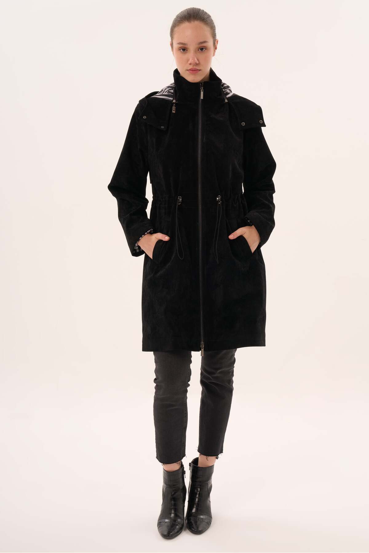 Veger  astarı zebra desenli palto - Görsel 3