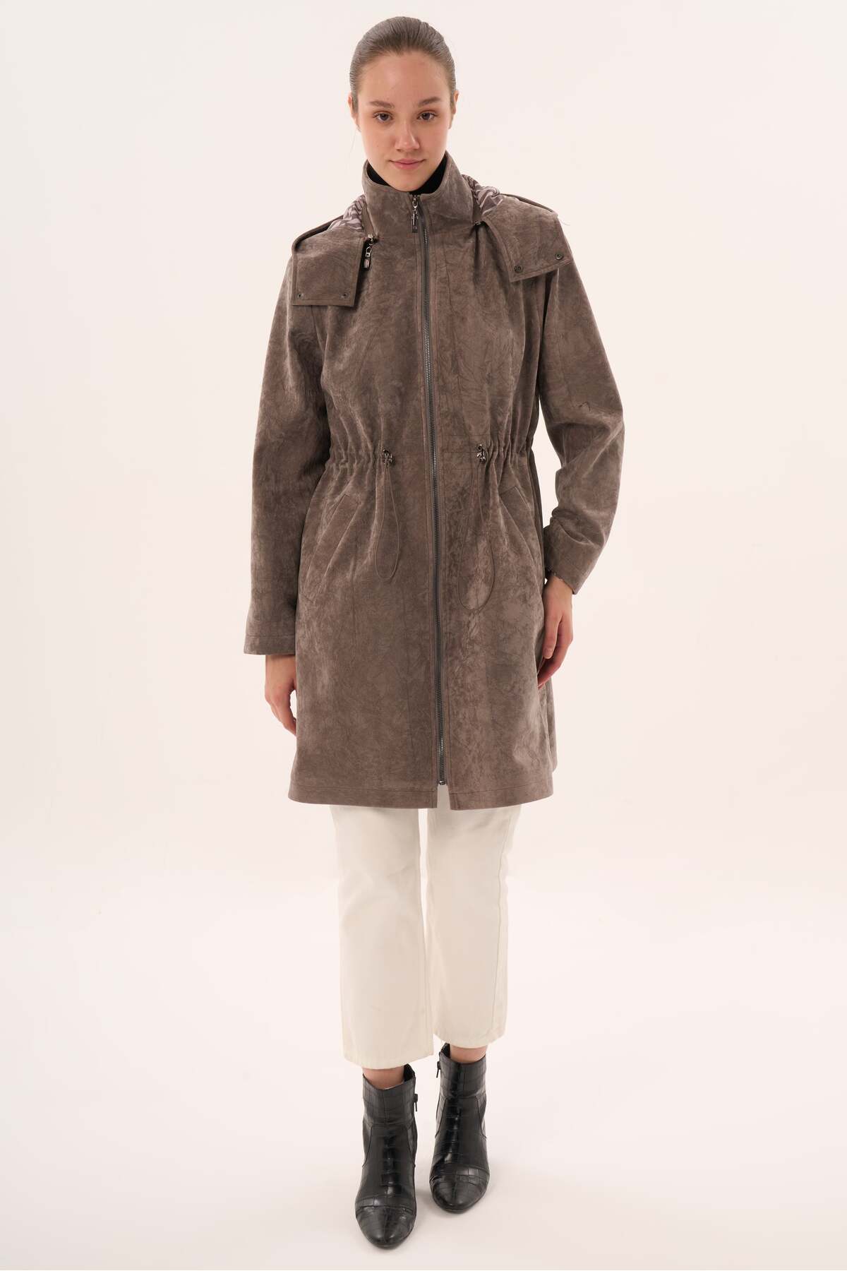 Veger  astarı zebra desenli palto - Görsel 4