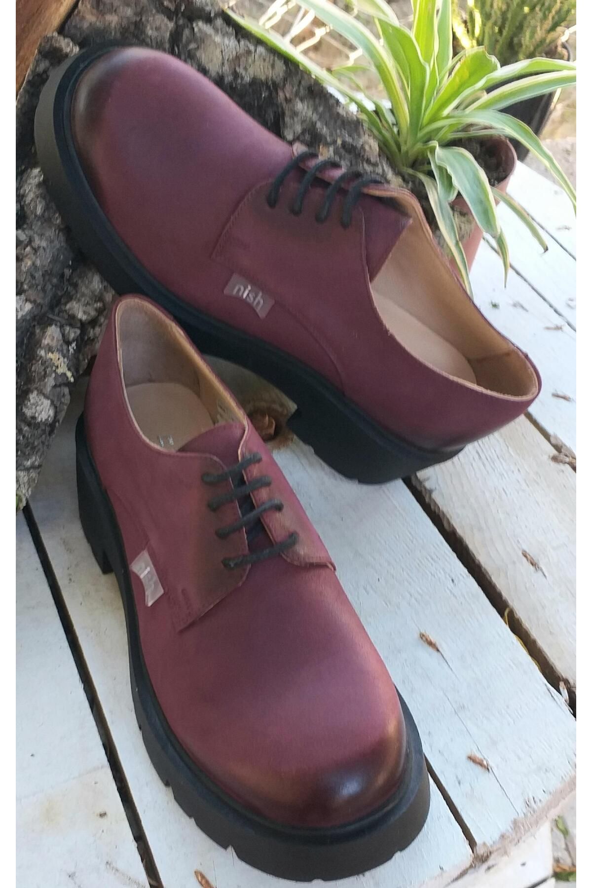 NISH-N24166 Pantofi casual pentru bărbați, din piele naturală nubuck, cu talpă groasă 4
