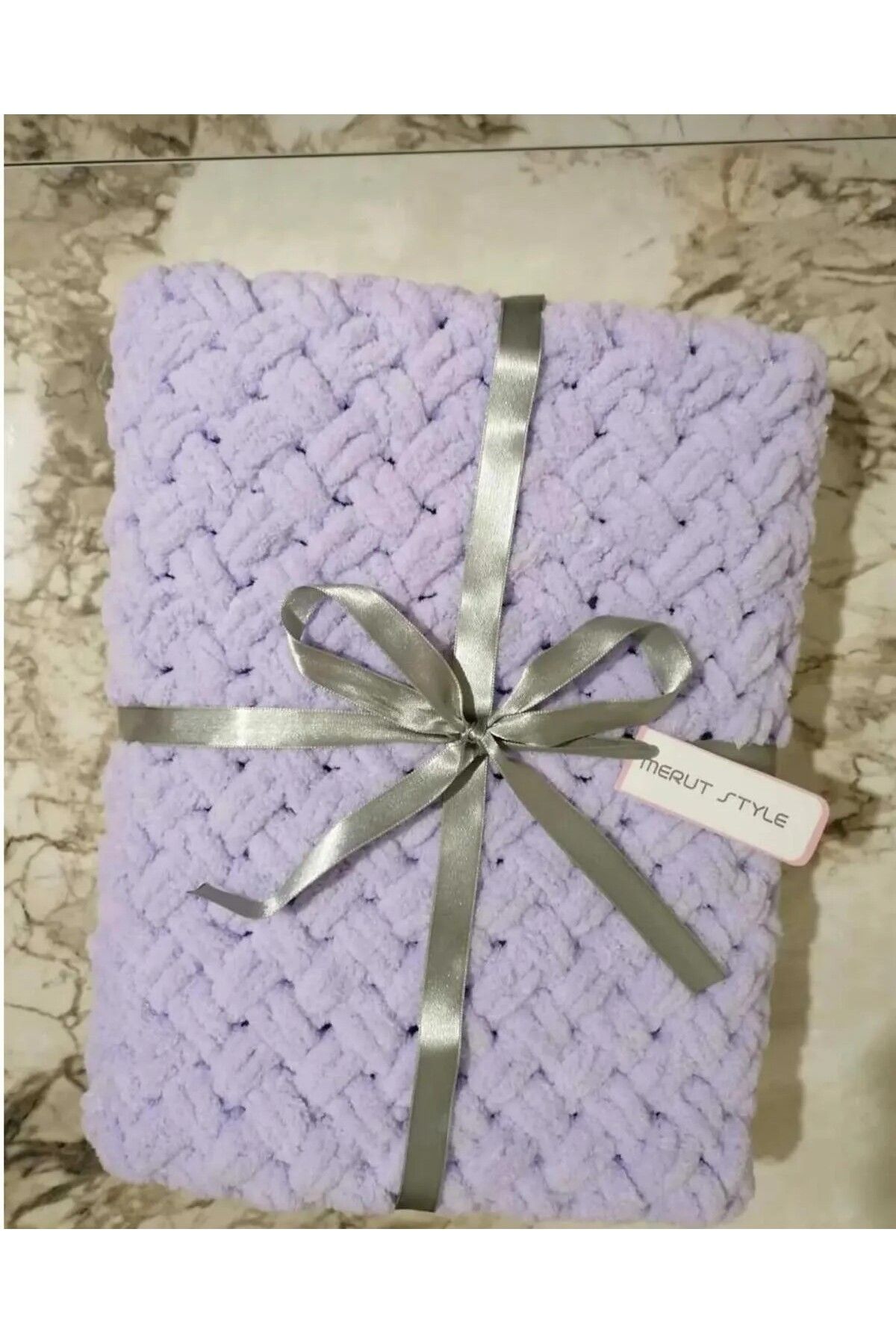 MERUT STYLE HAYATINI RENKLENDİR-Lilac Straw Patterned - Alize Puffy Baby Blanket 2