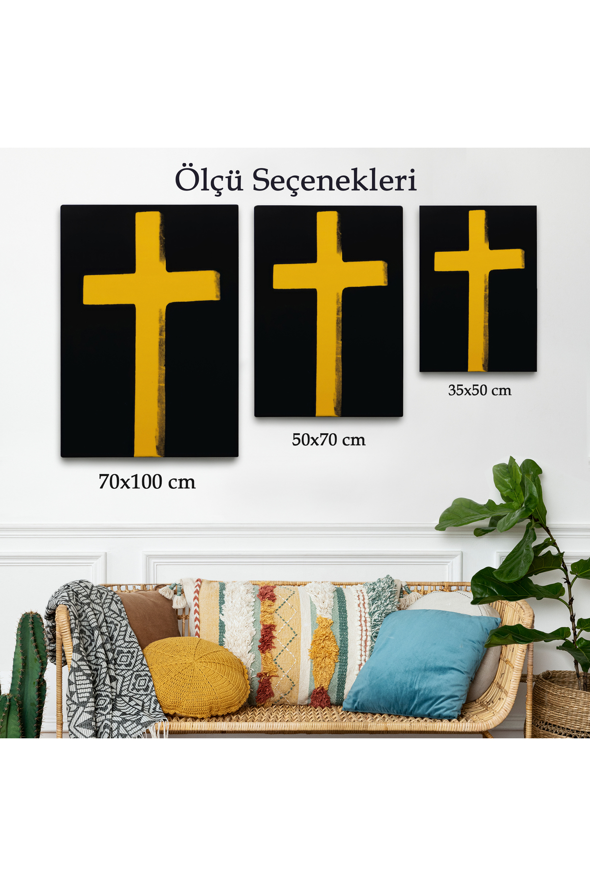 Sarı Haç Kanvas Tablo - Cross görsel 3
