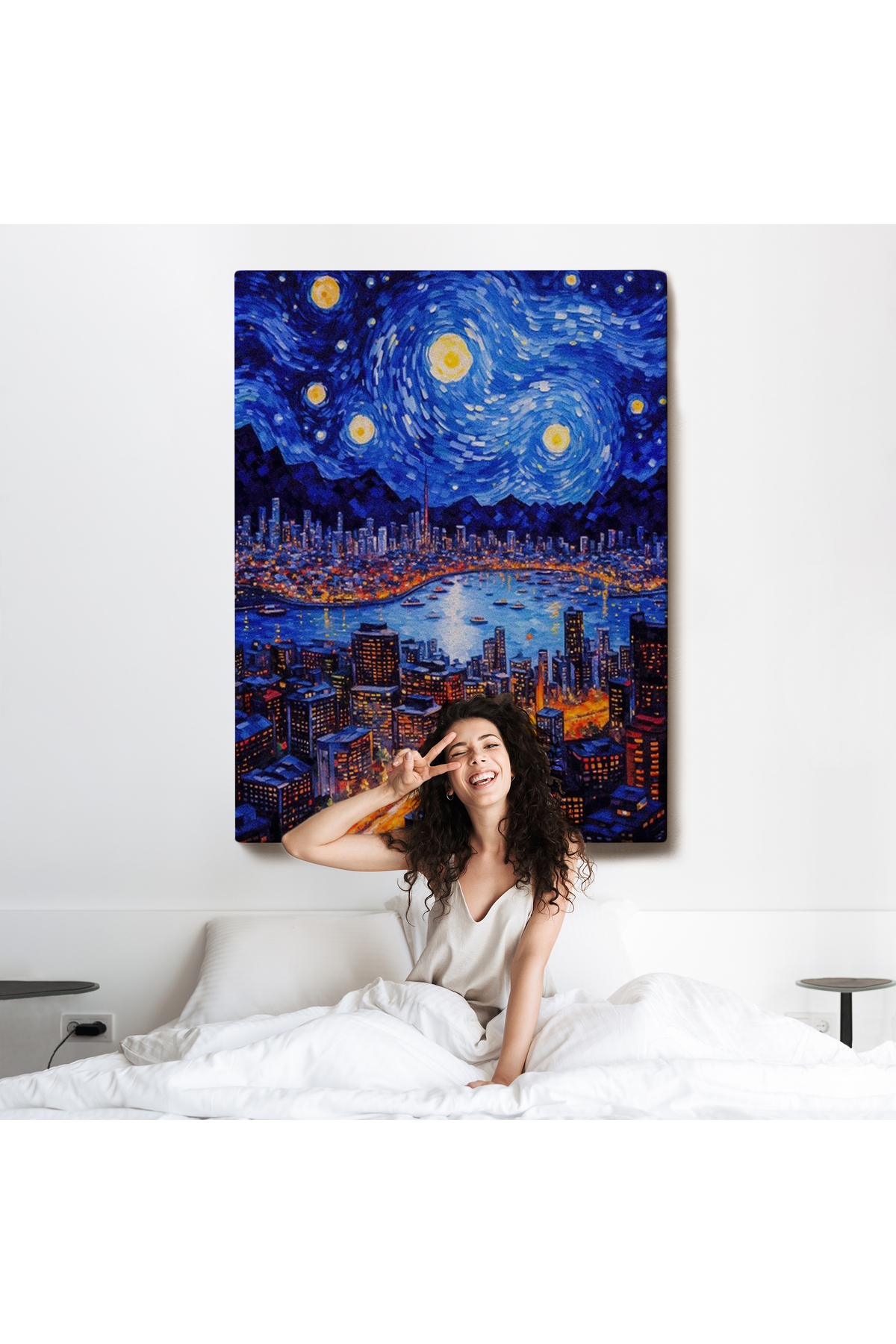 Vincent Van Gogh Tarzı New York Manzara Kanvas Tablo görsel 6