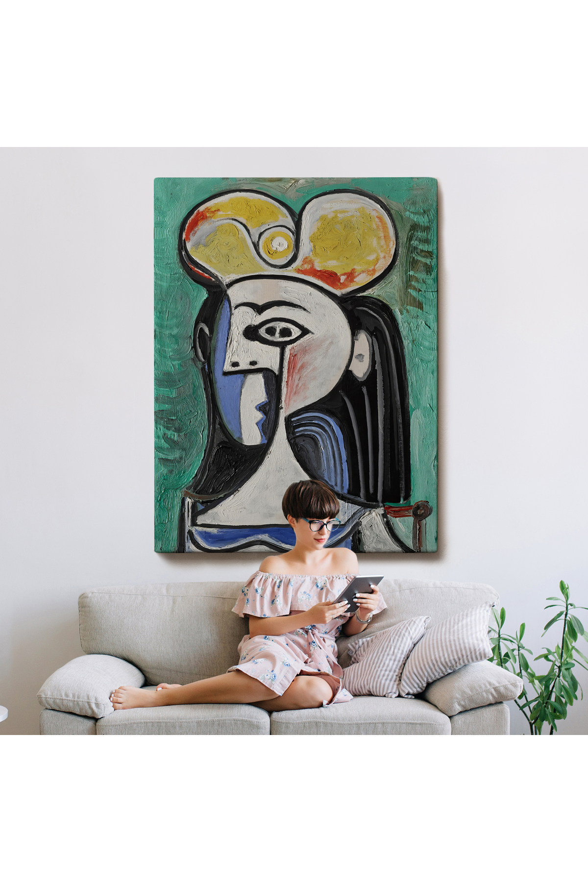 Pablo Picasso - Jaqueline Roque Portre Kanvas Tablosu görsel 8