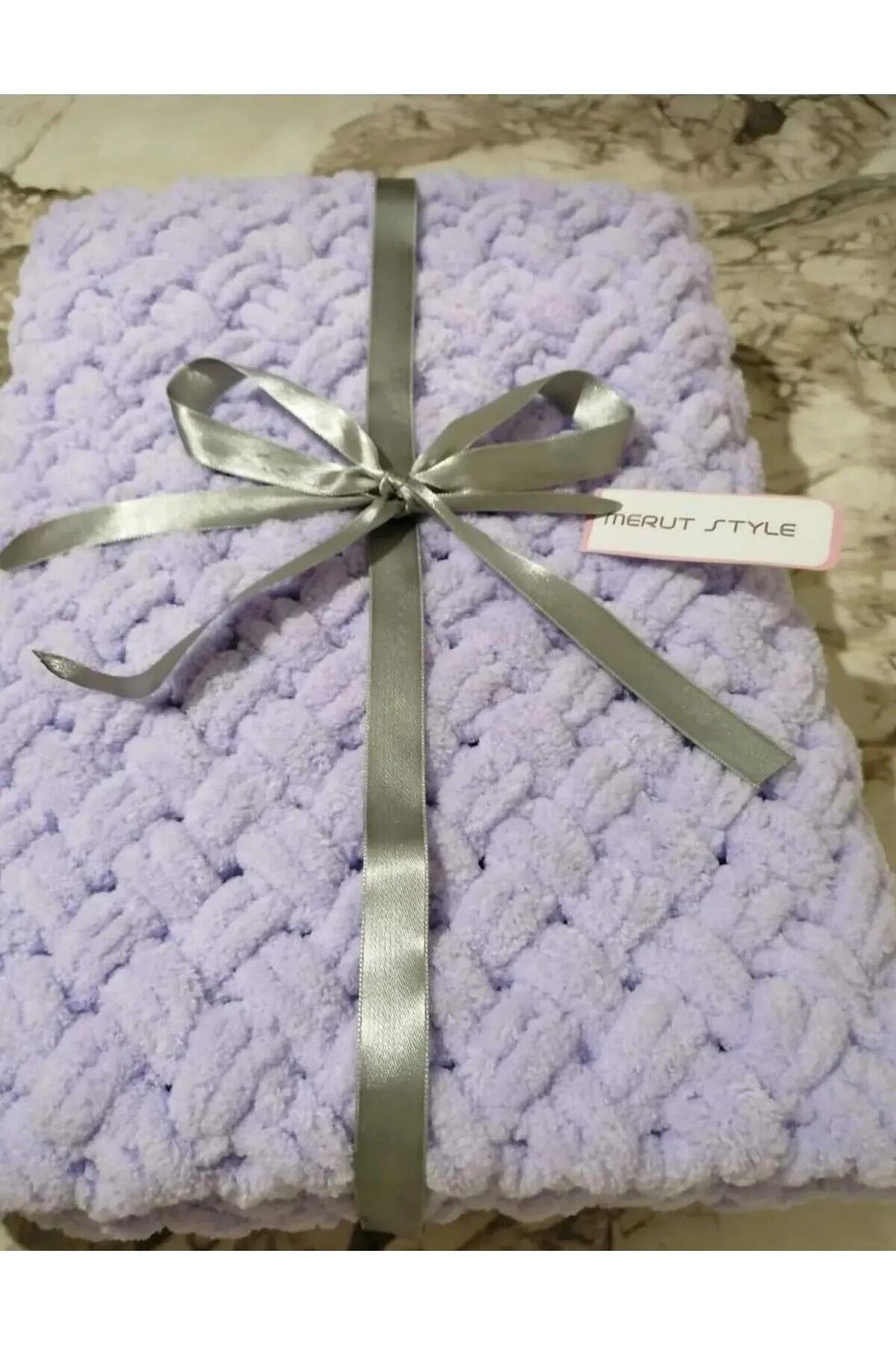 MERUT STYLE HAYATINI RENKLENDİR-Lilac Straw Patterned - Alize Puffy Baby Blanket 5