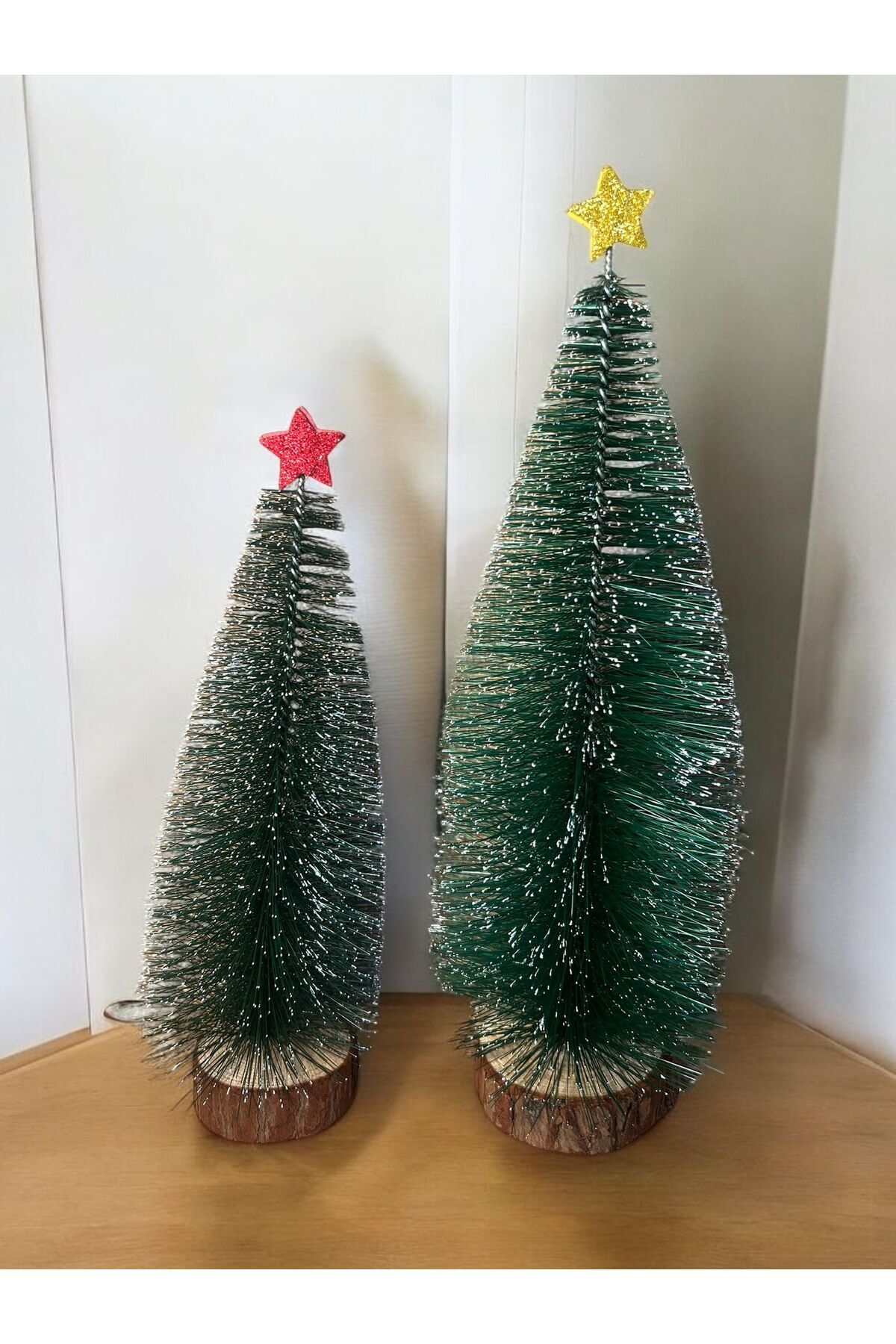 Happyland Yılbaşı 2'li Masa Üzeri Mini Ağaç Seti  20cm-25cm Masa Üzeri KarlıYılbaşı Ağacı Hediyelik