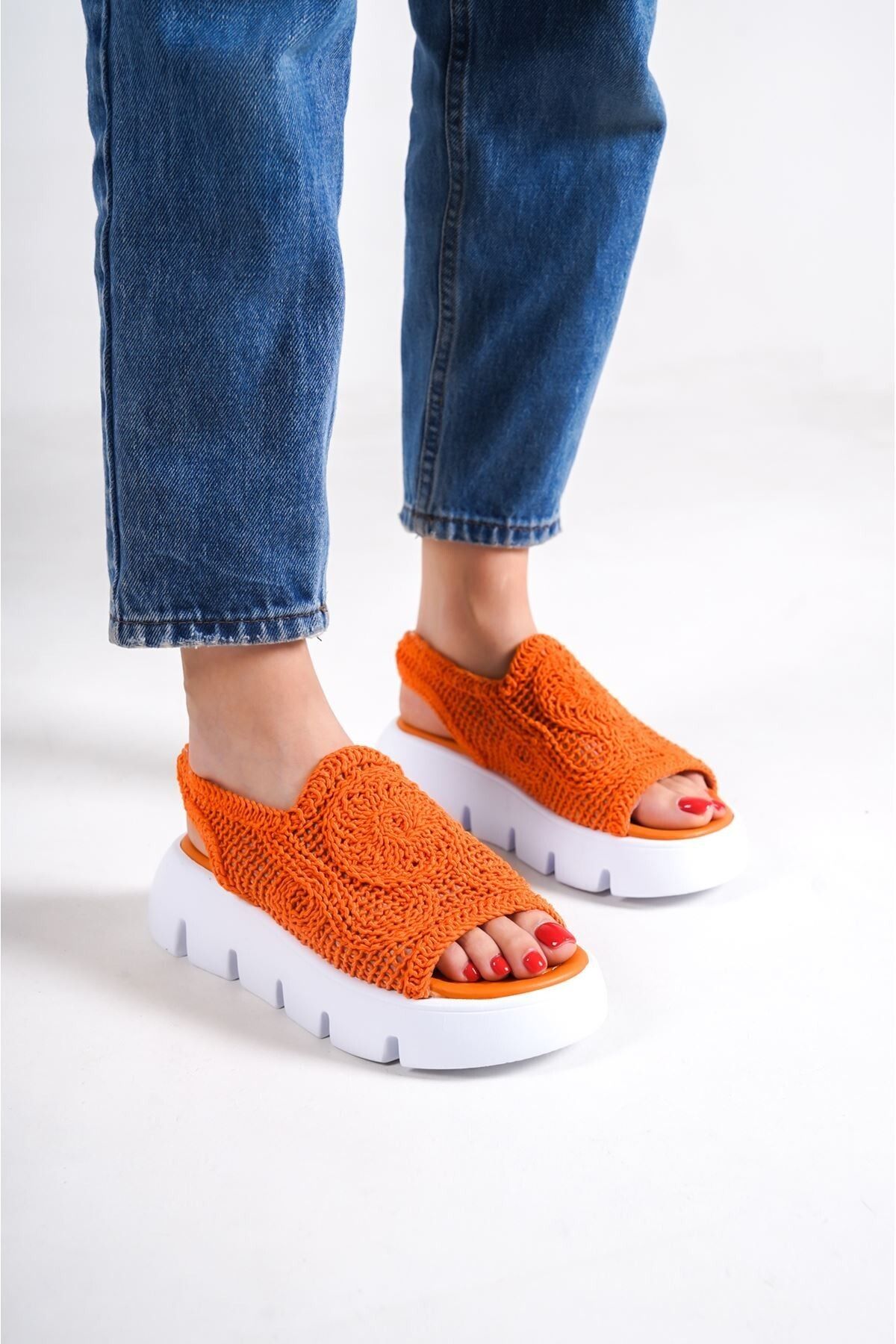 Maysolasta-Lamat Orange Braided Sandals 2