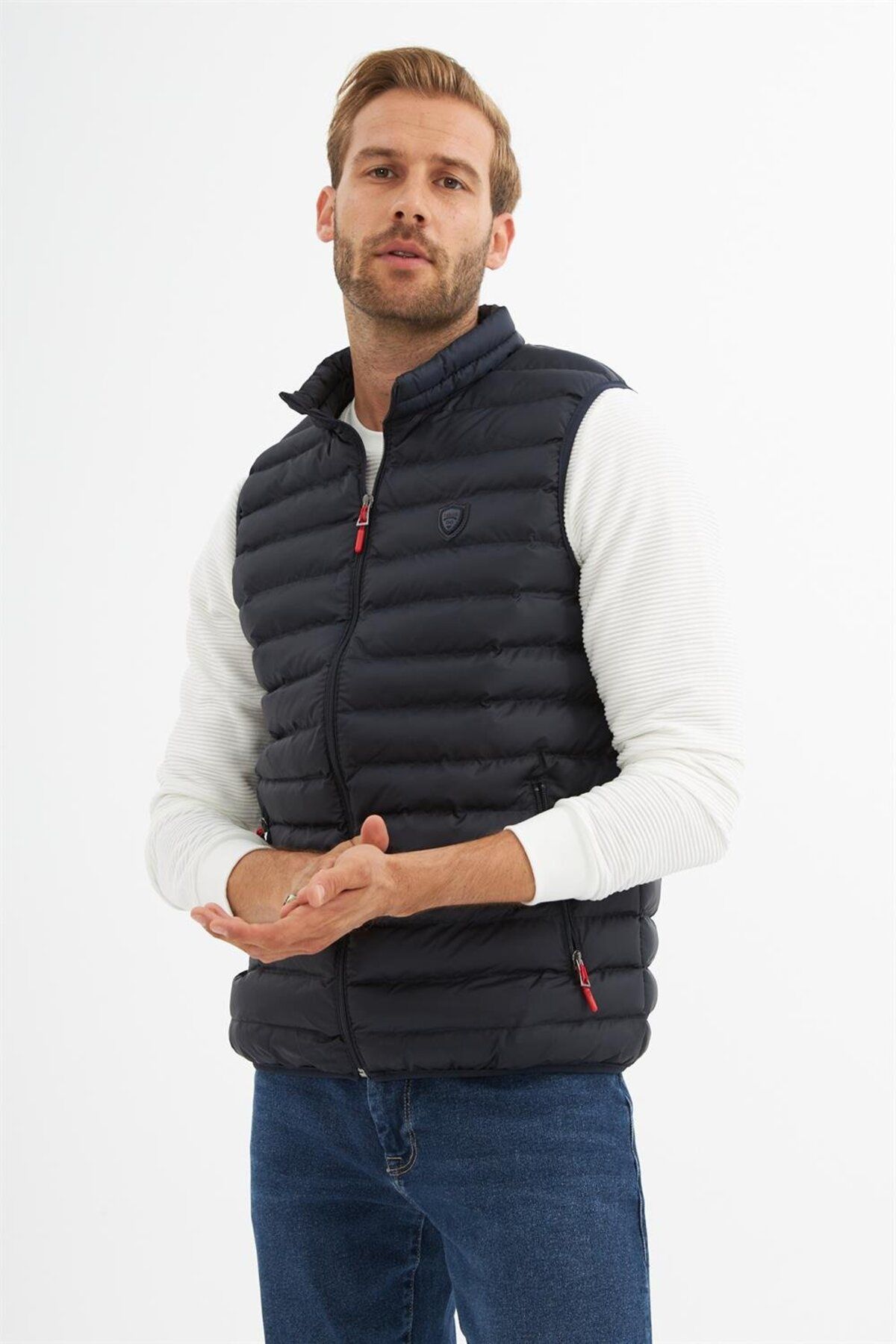 Danger-Vestă Puffer Standard Mold pentru bărbați, albastru bleumarin 4