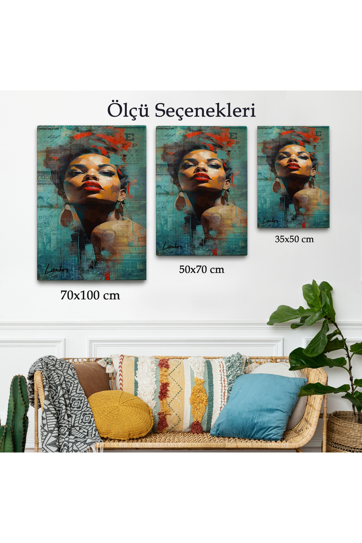 Afrikalı Güzel Kadın Kanvas Tablo görsel 3