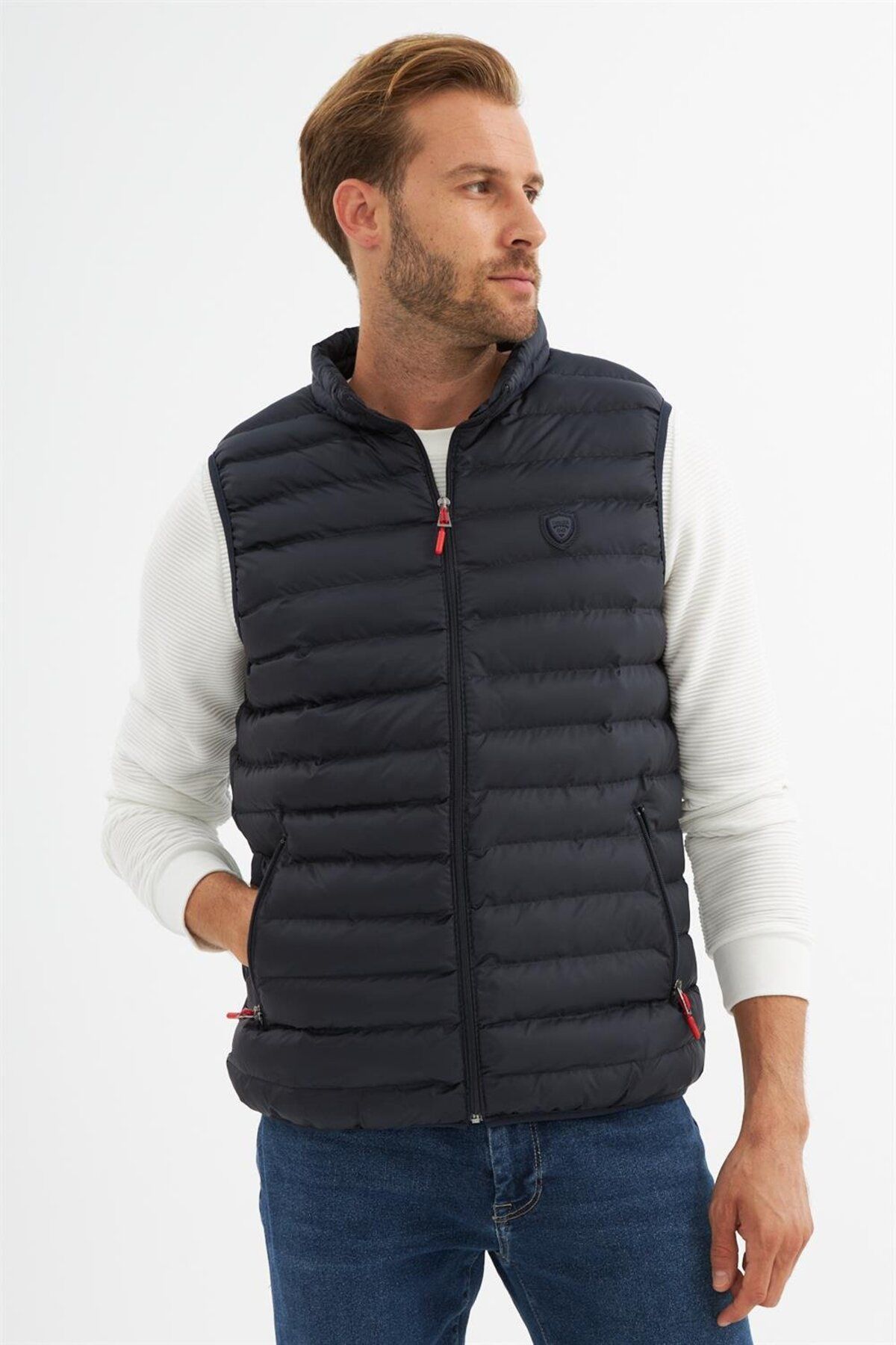 Danger-Vestă Puffer Standard Mold pentru bărbați, albastru bleumarin 5