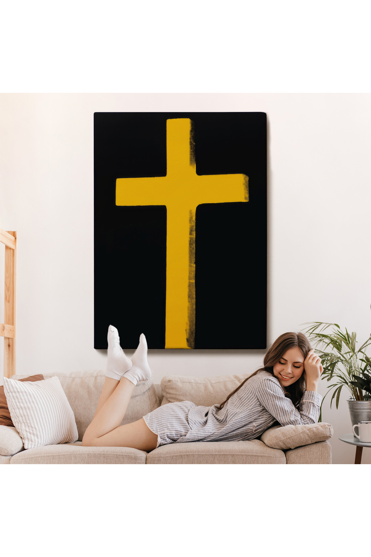 Sarı Haç Kanvas Tablo - Cross görsel 7