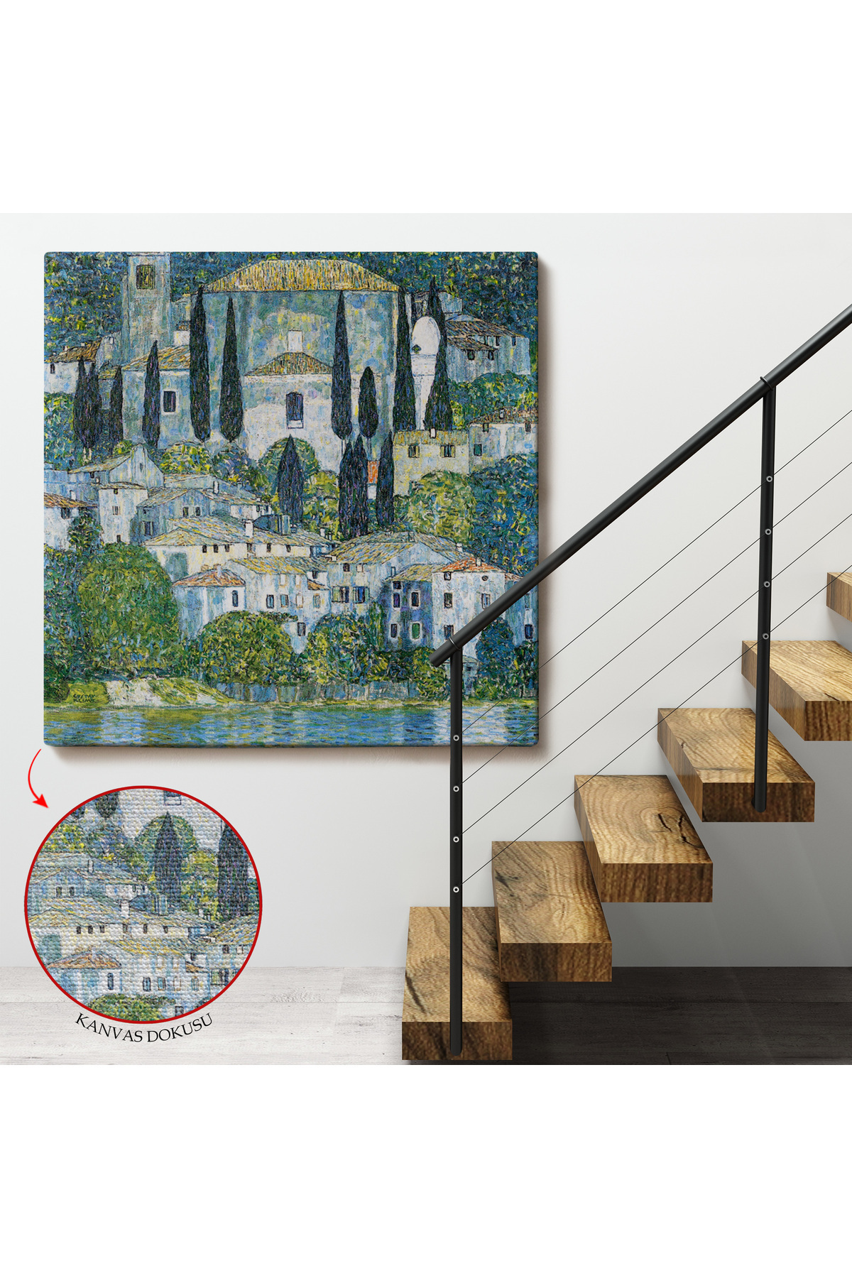 Gustav Klimt - Cassone Deki Kilise Selvili Manzara Kanvas Tablo görsel 4