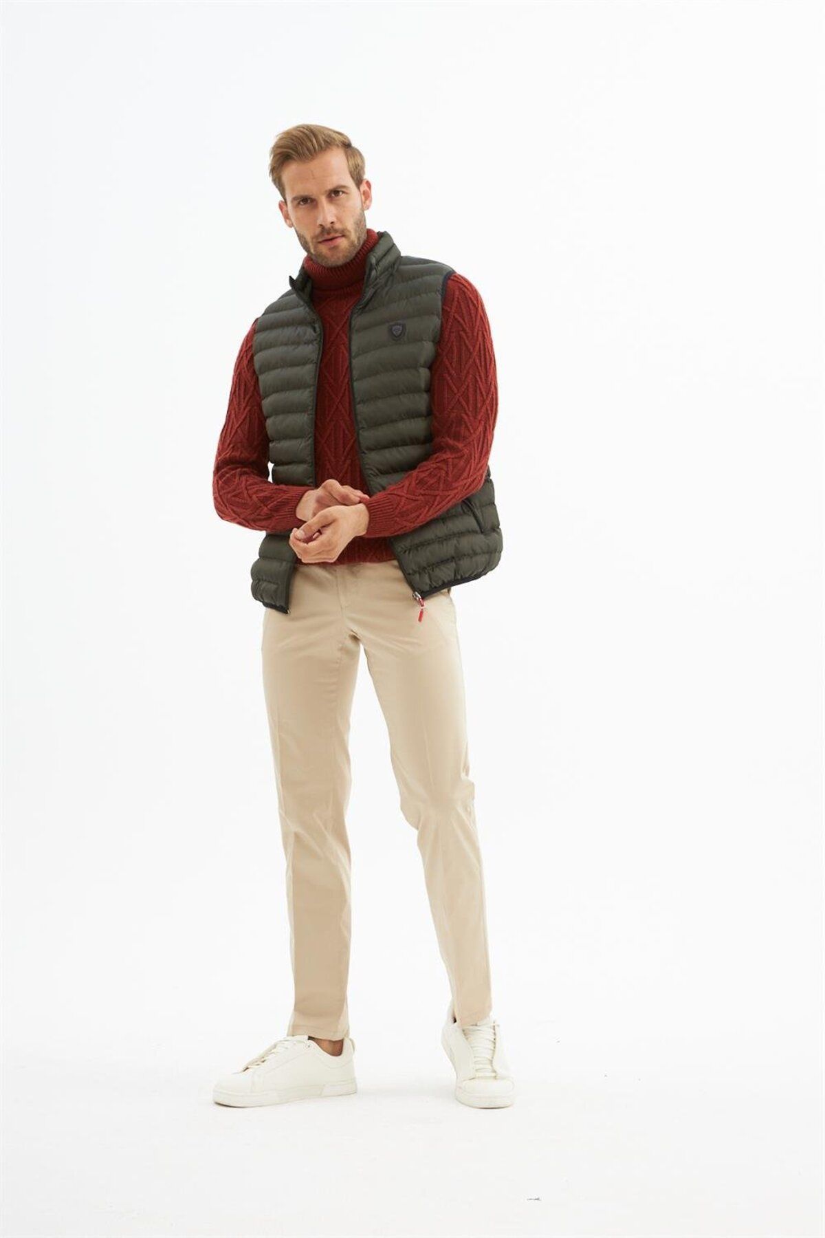 Danger-Vestă Puffer Standard Mold pentru bărbați, kaki 2
