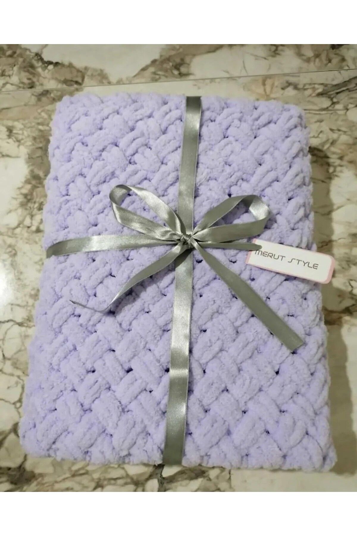 MERUT STYLE HAYATINI RENKLENDİR-Lilac Straw Patterned - Alize Puffy Baby Blanket 4