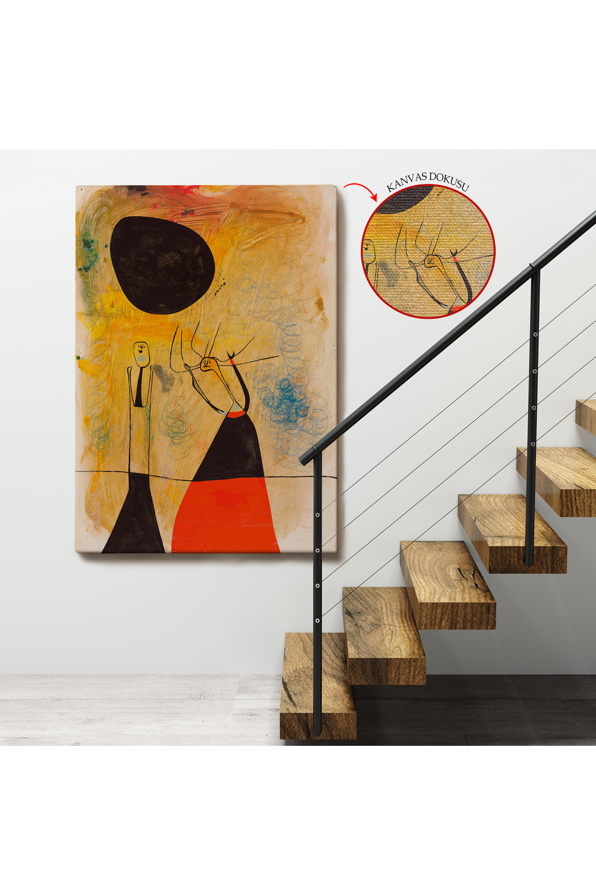 Joan Miro - Deux Şahsiyetler Kanvas Tablosu görsel 4
