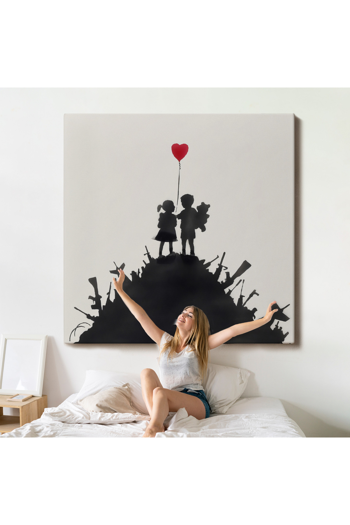 Bansky Kids On Guns - Silahlı Çocuklar Kanvas Tablosu görsel 5
