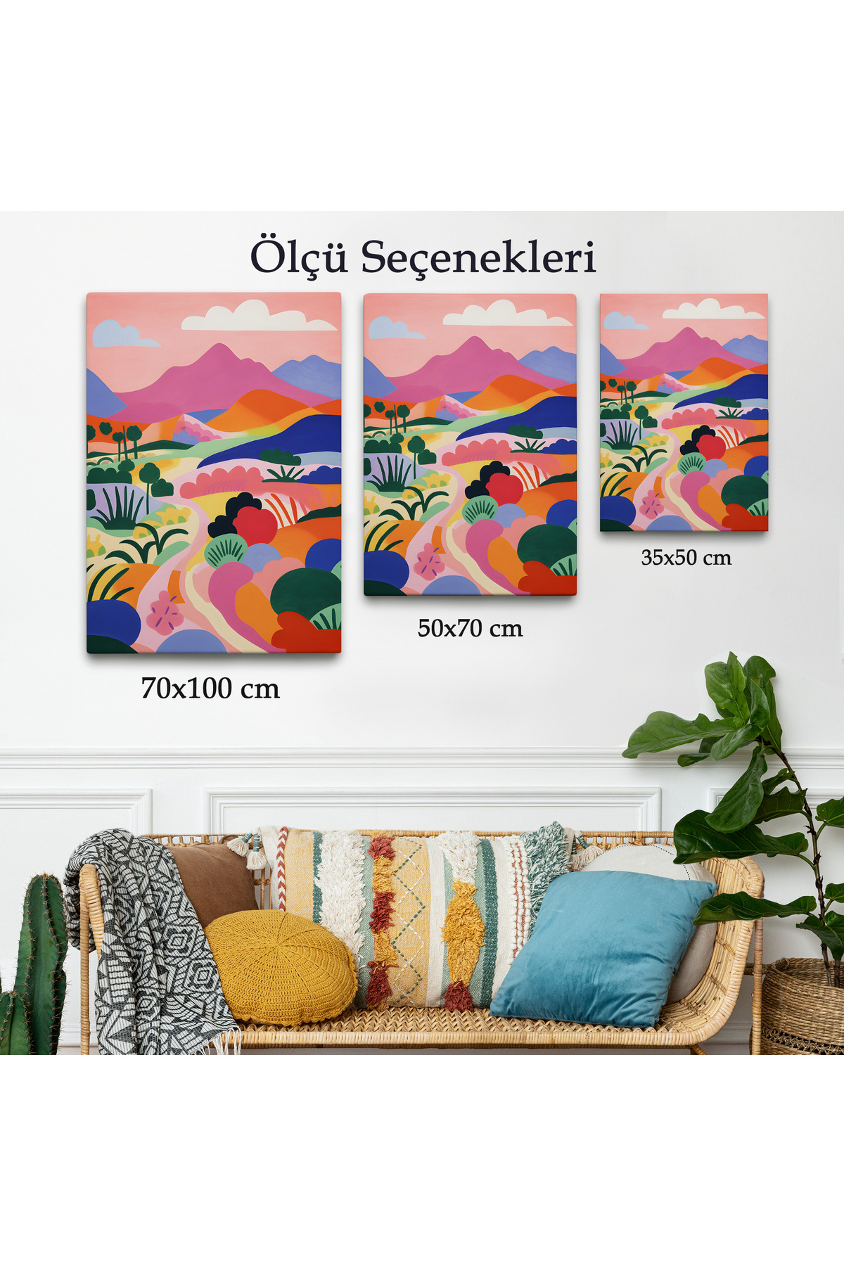Pastel Minimalist Manzara Kanvas Tablo görsel 3
