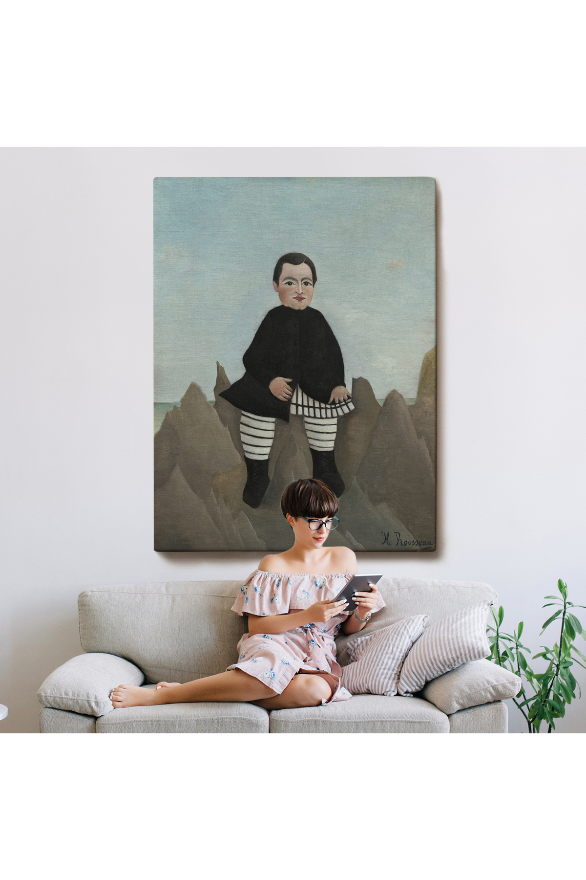 Henri Rousseau - Kayaların Üzerindeki Çocuk Kanvas Tablosu - Boy On The Rocks görsel 8