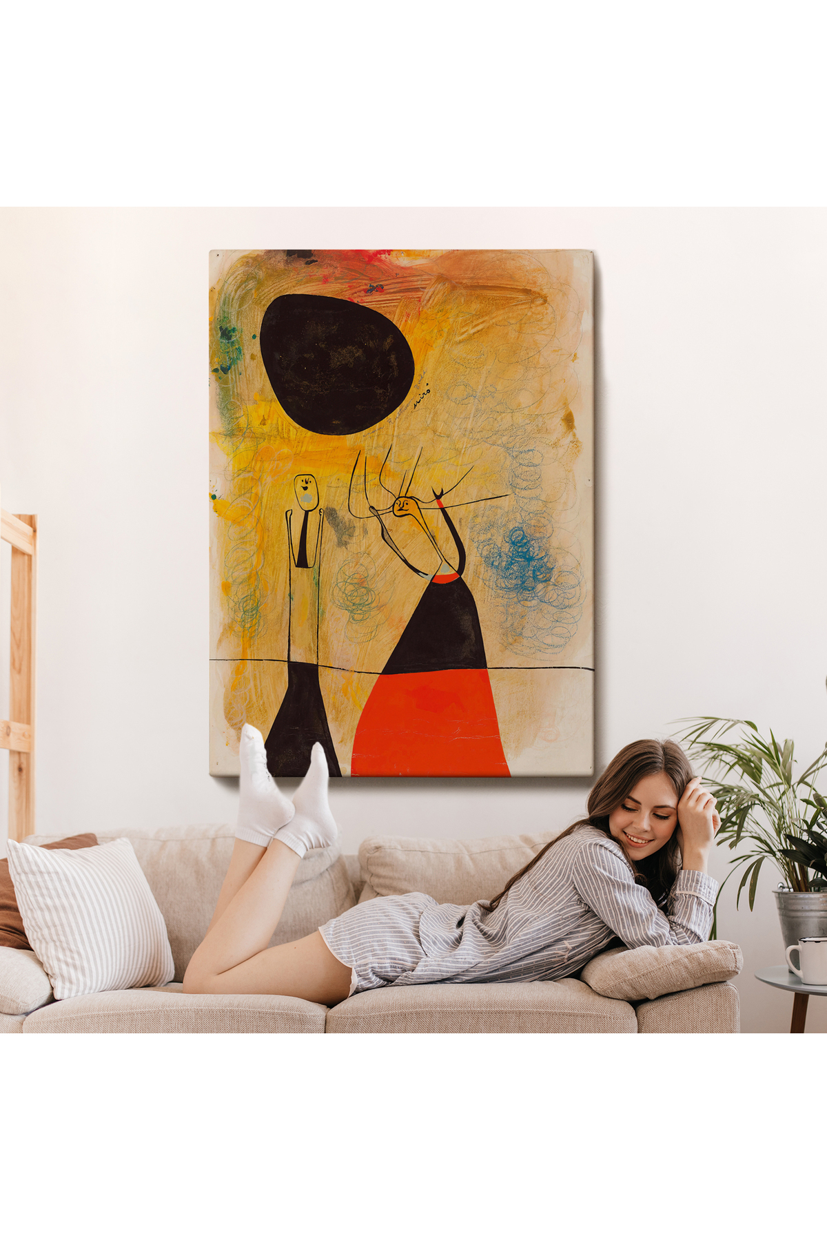 Joan Miro - Deux Şahsiyetler Kanvas Tablosu görsel 7