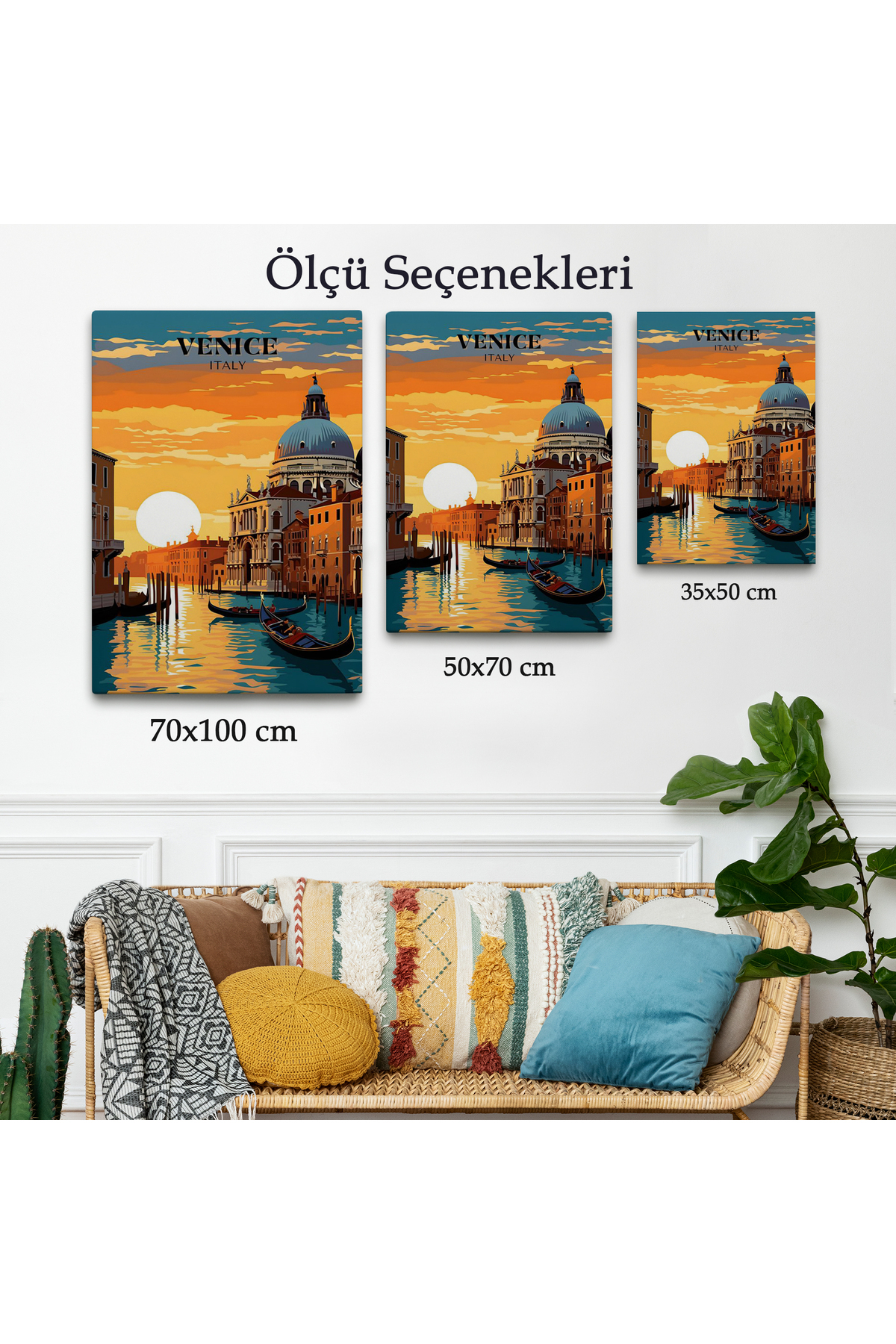 İtalya Venedik Kanal Yağlıboya Kanvas Tablo görsel 3